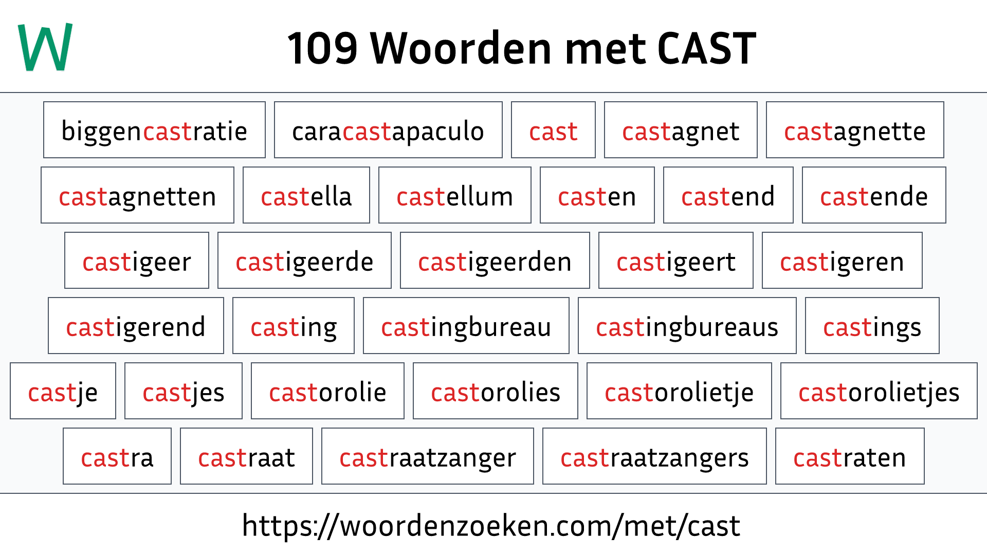 Woorden met CAST