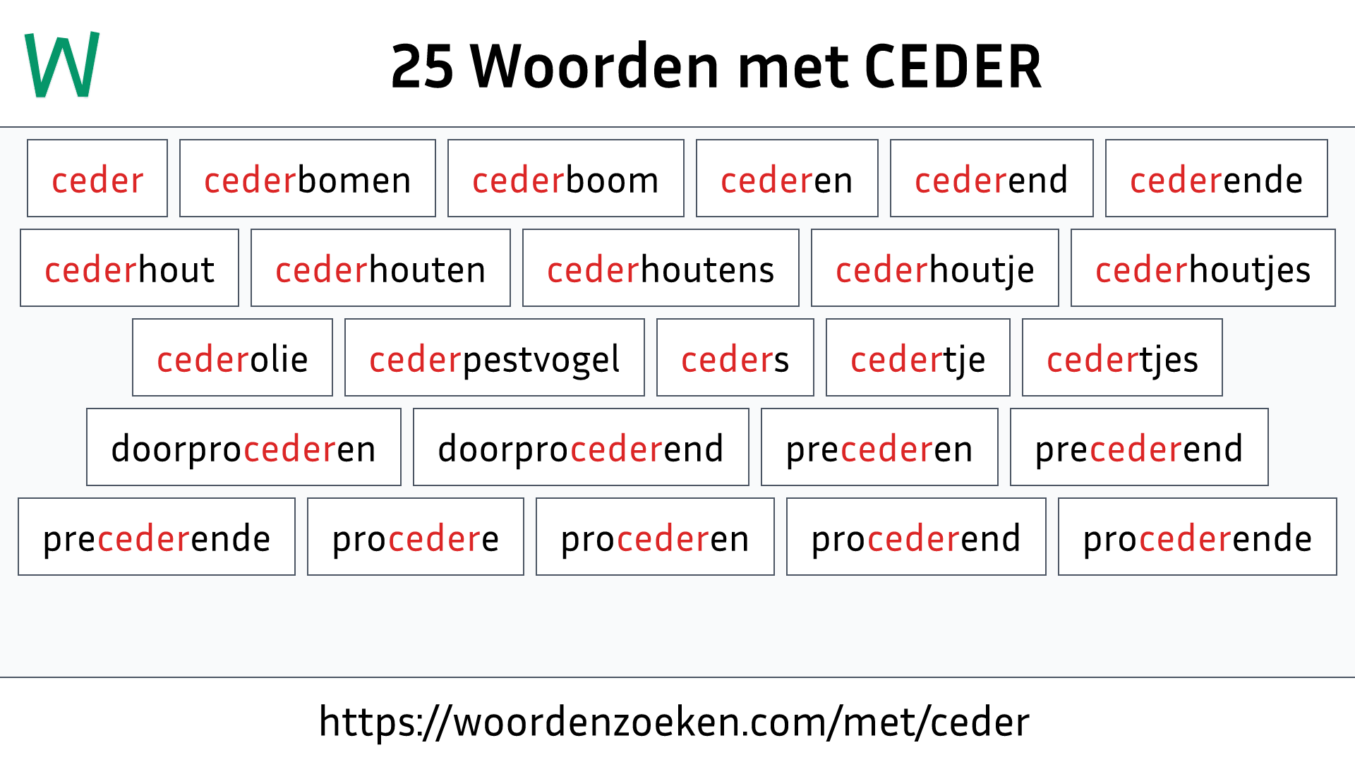 Woorden met CEDER