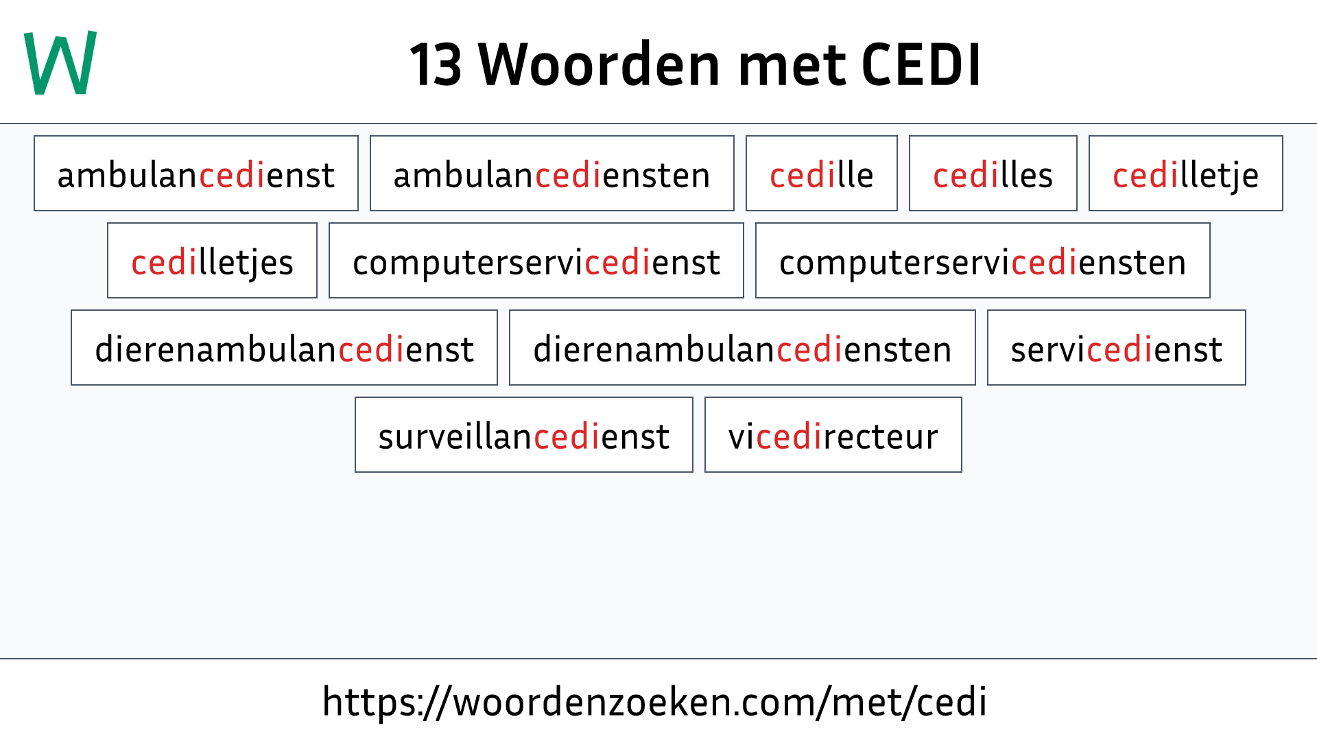 Woorden met CEDI