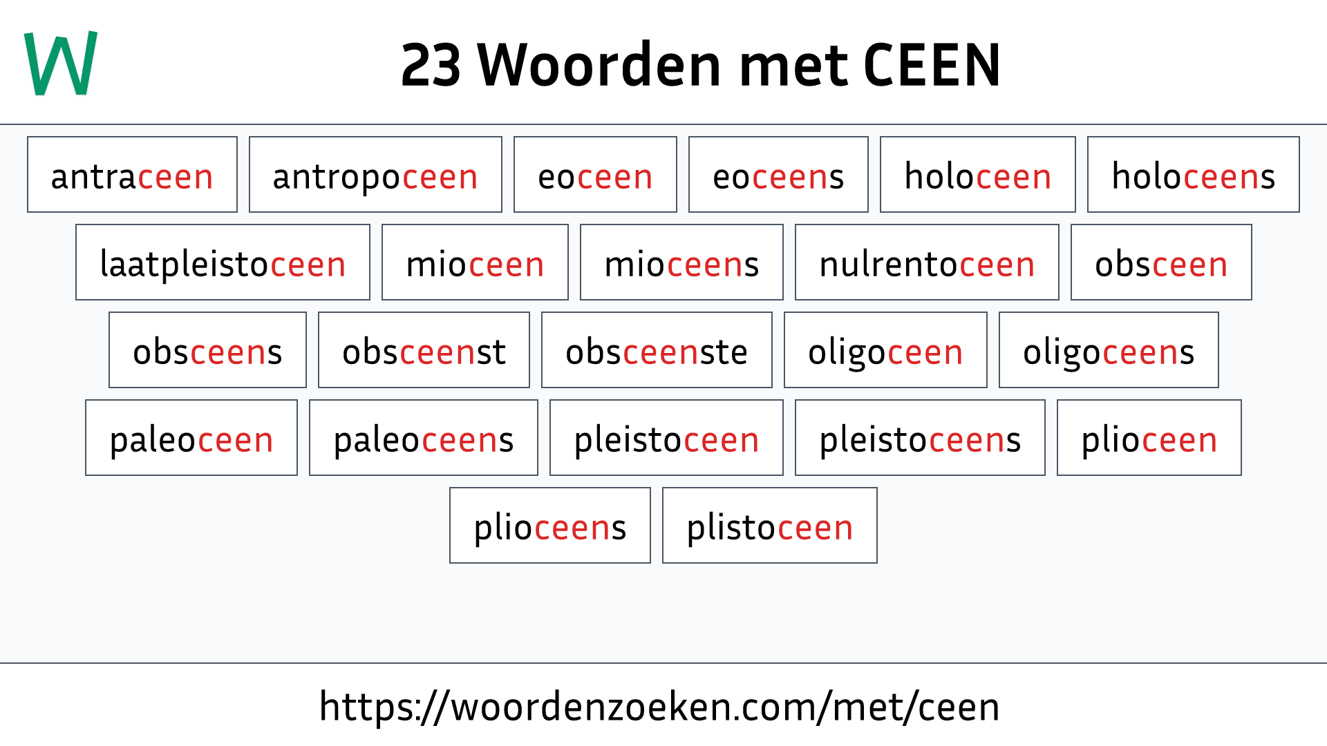 Woorden met CEEN