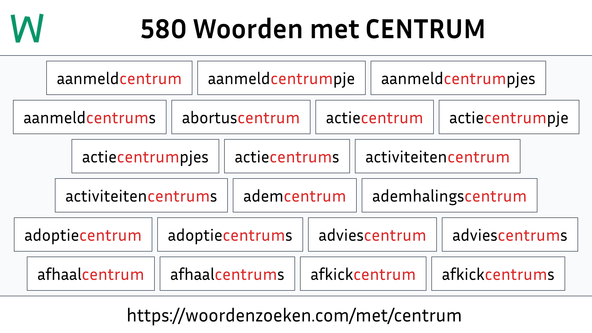 Woorden met CENTRUM