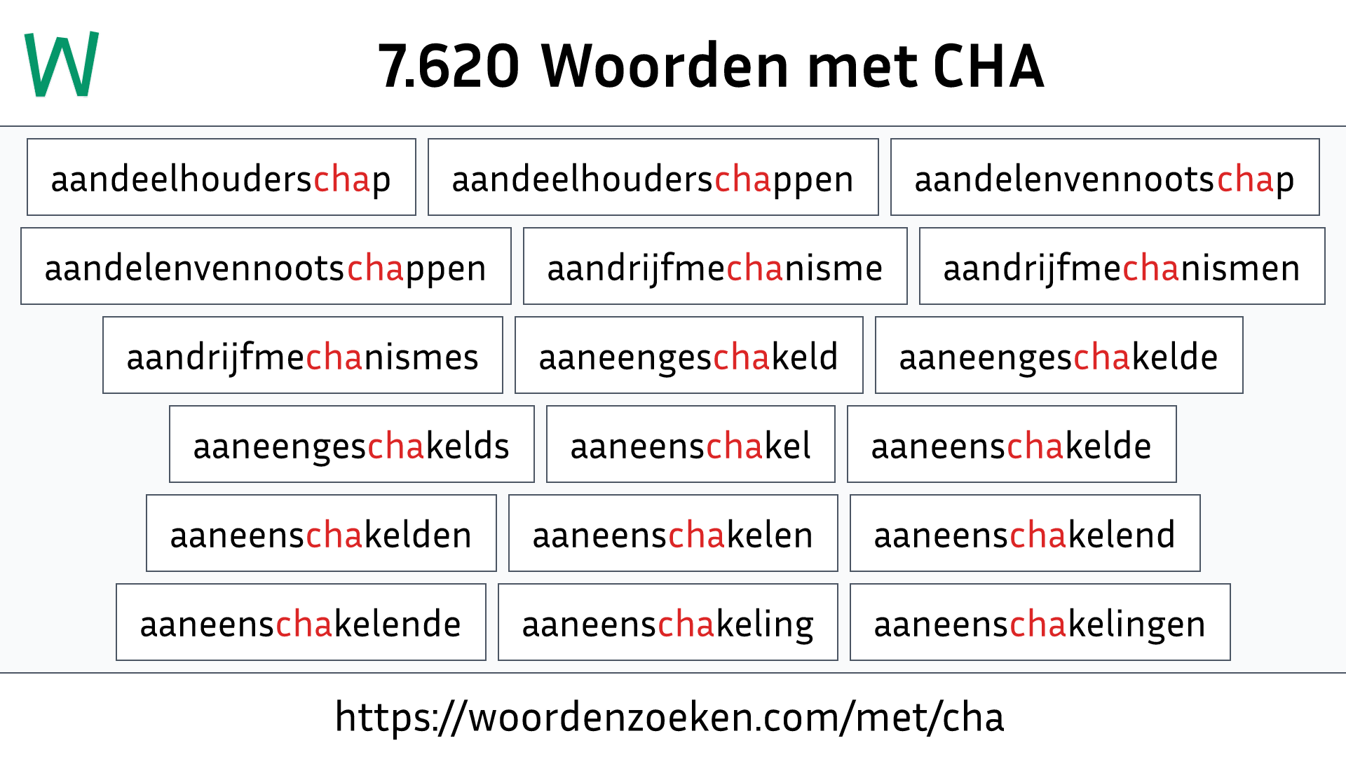 Woorden met CHA