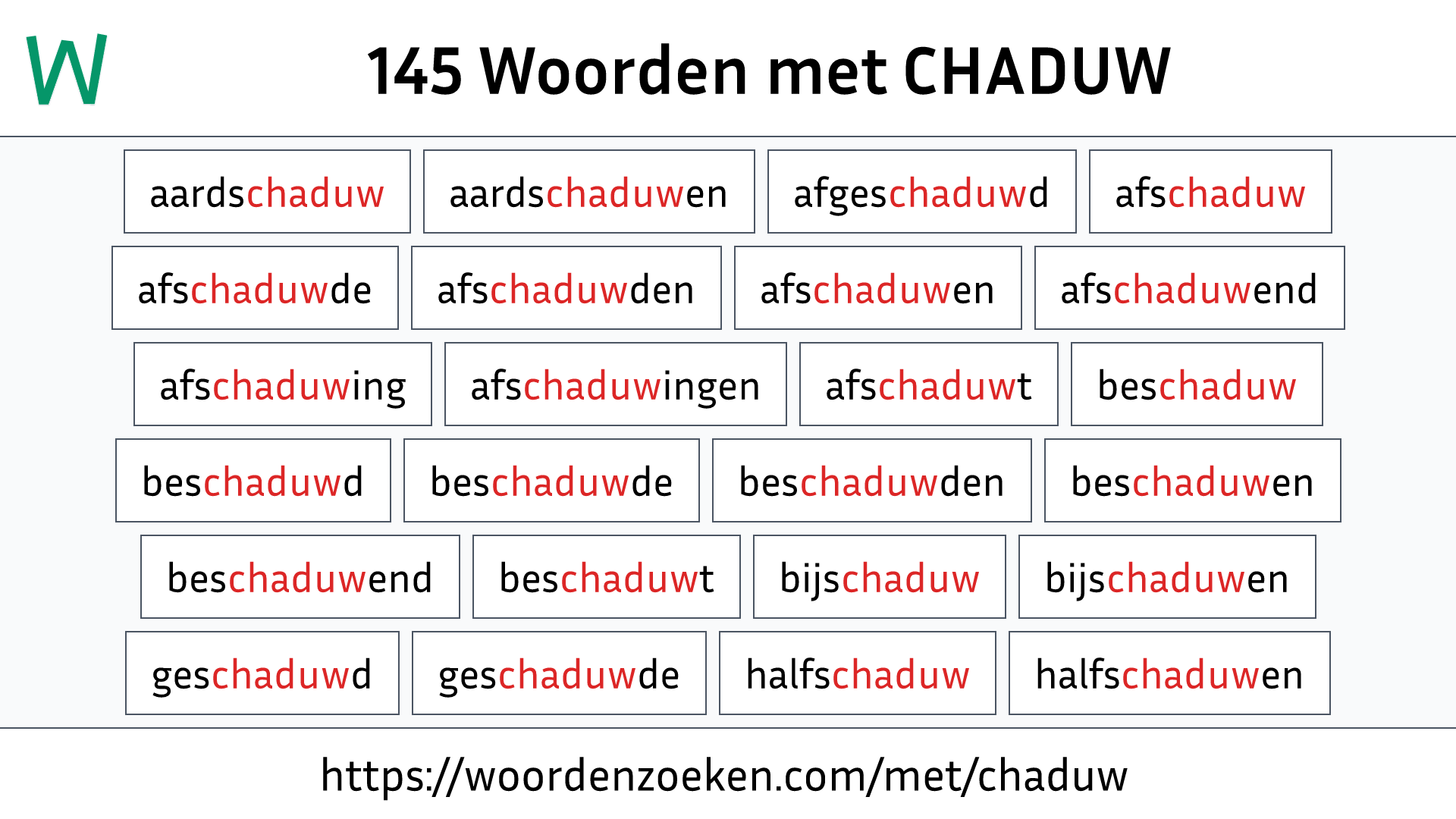 Woorden met CHADUW