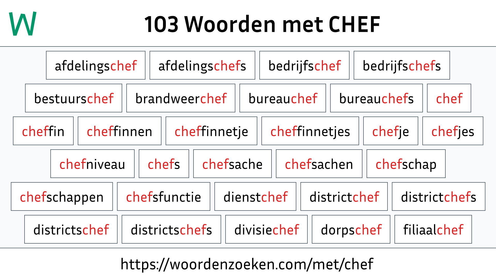 Woorden met CHEF