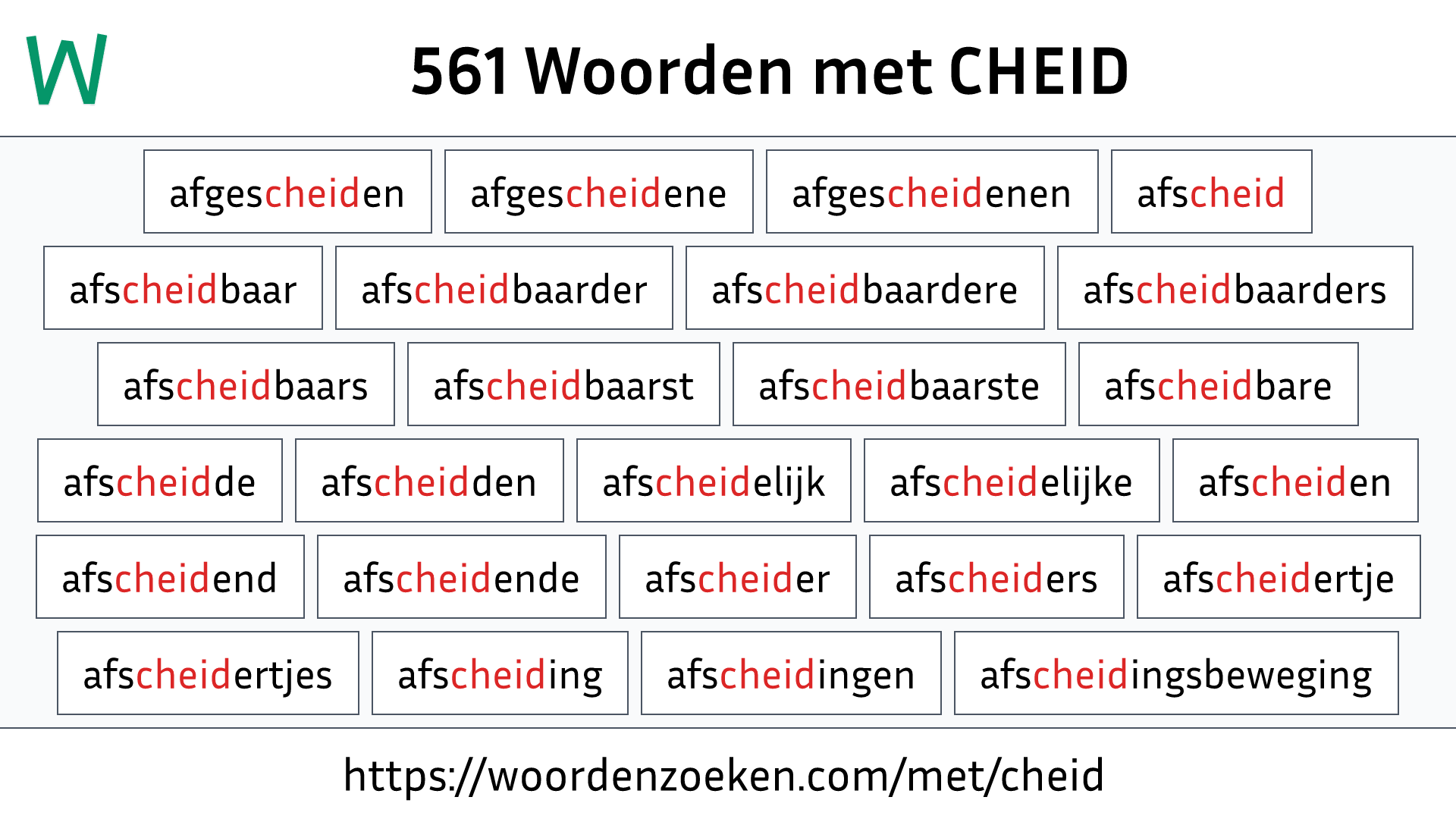 Woorden met CHEID