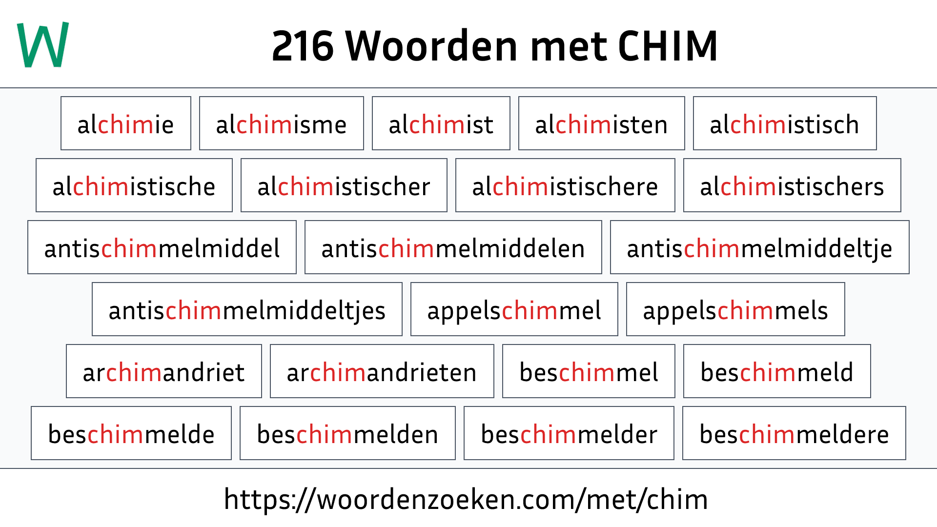 Woorden met CHIM