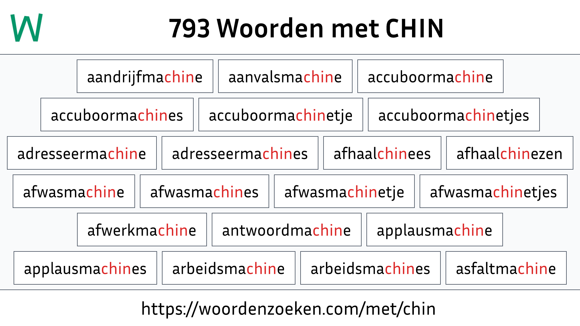 Woorden met CHIN