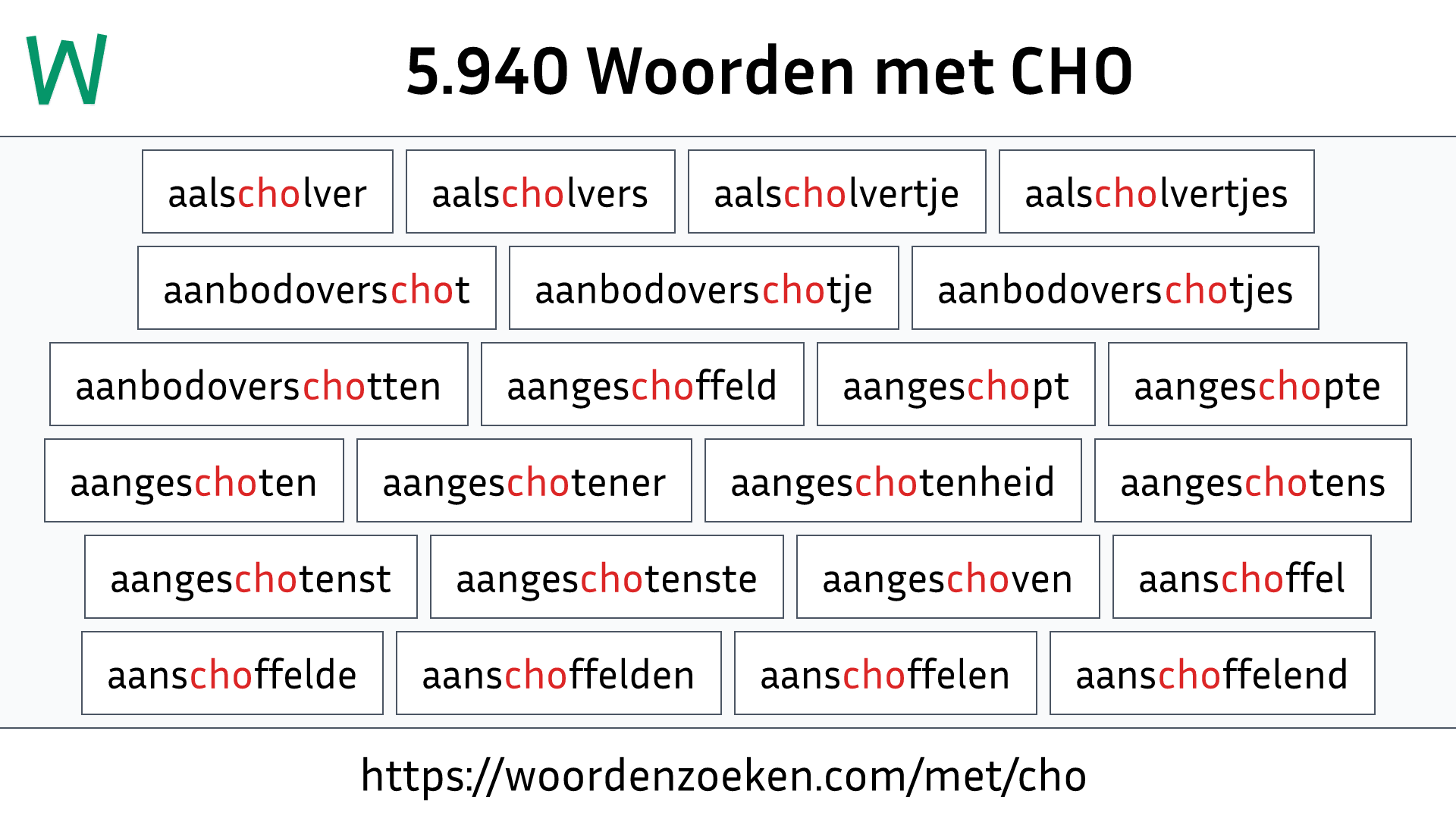 Woorden met CHO