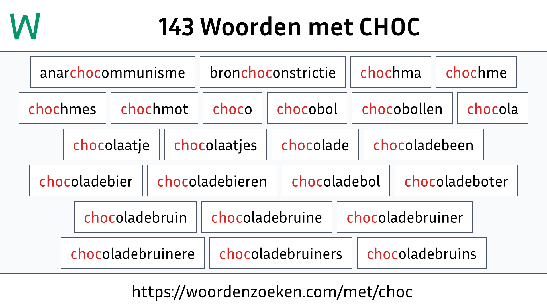 Woorden met CHOC