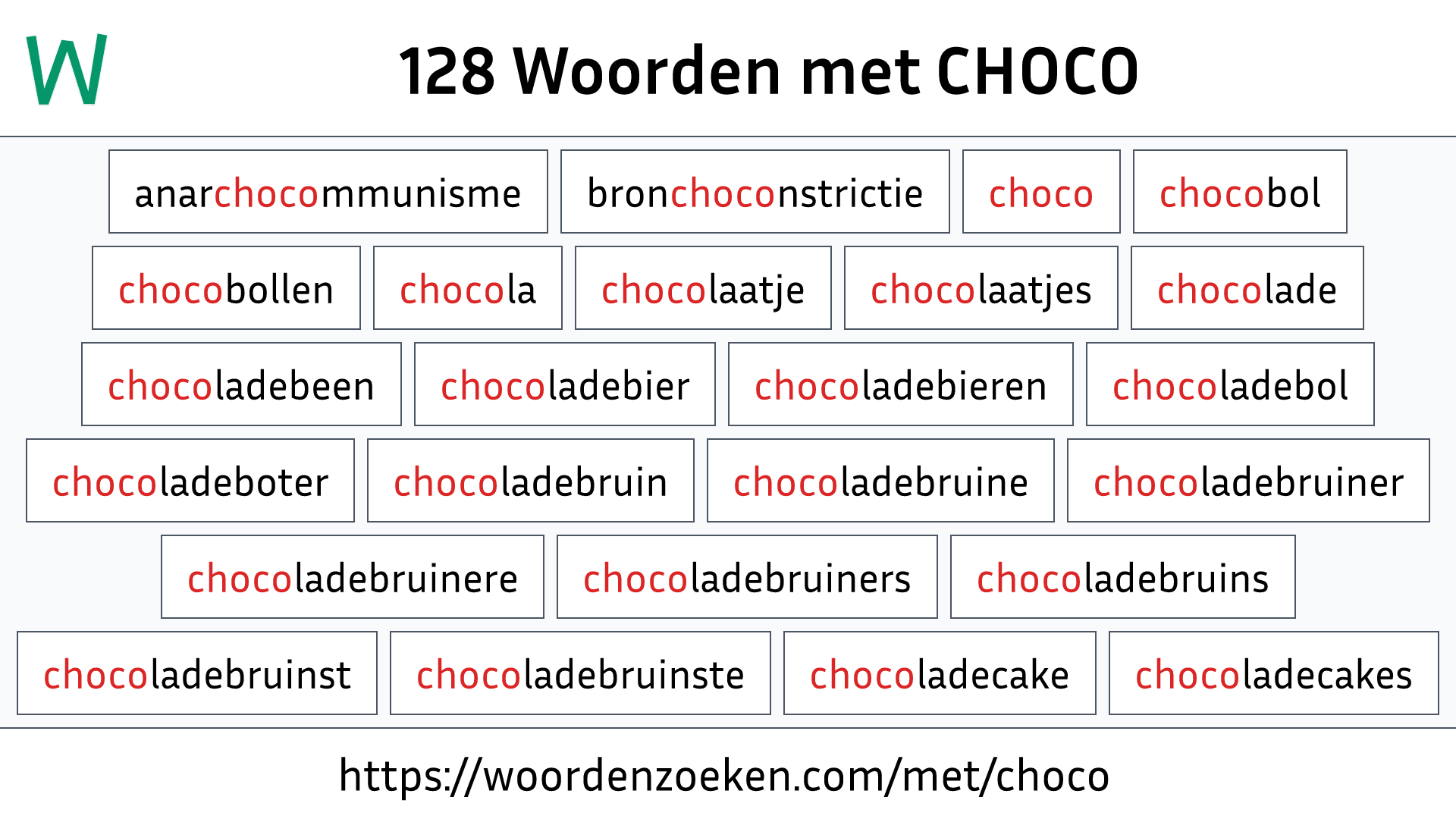 Woorden met CHOCO