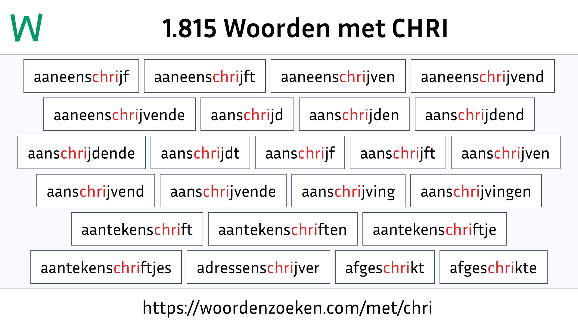 Woorden met CHRI