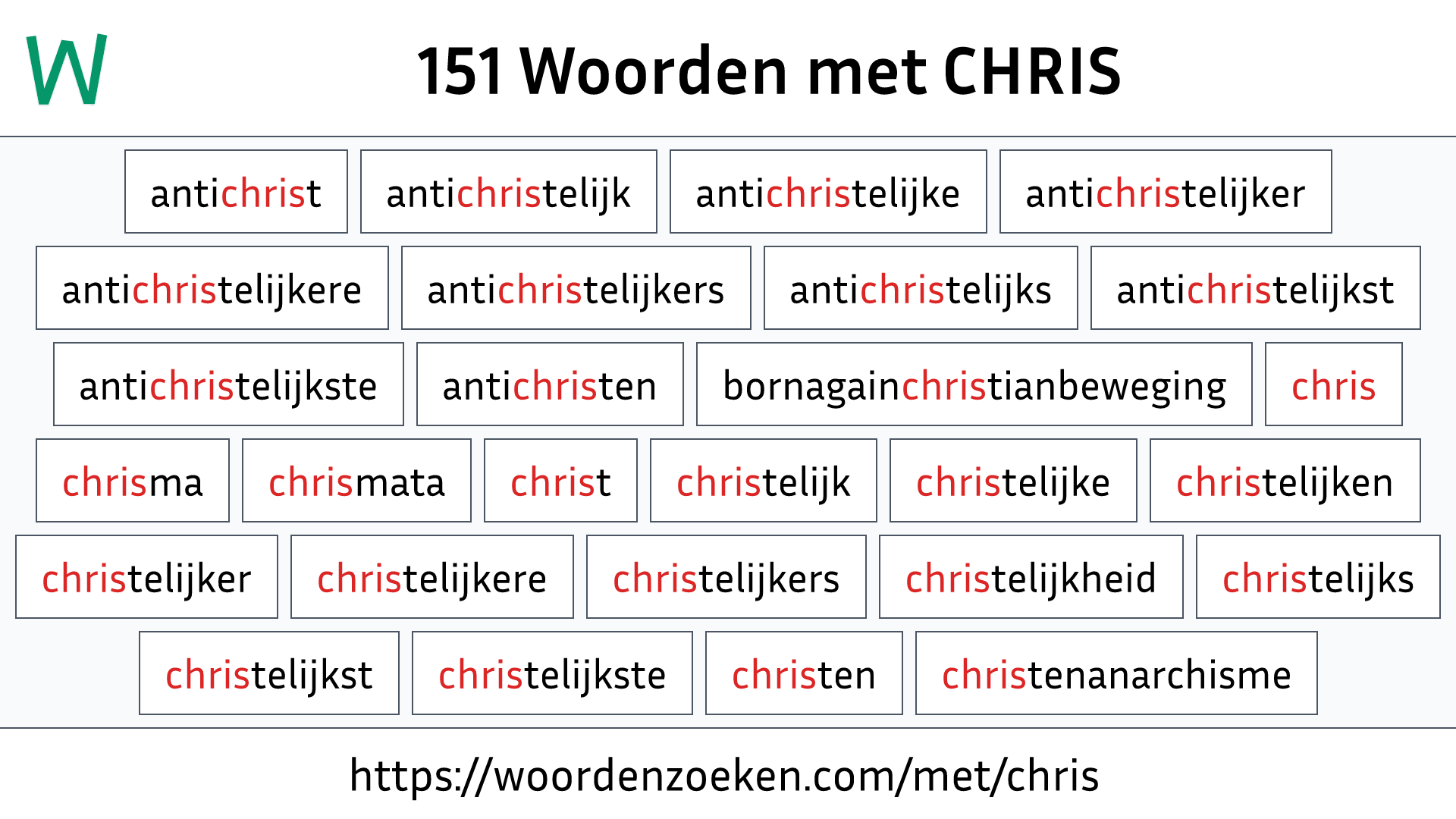 Woorden met CHRIS