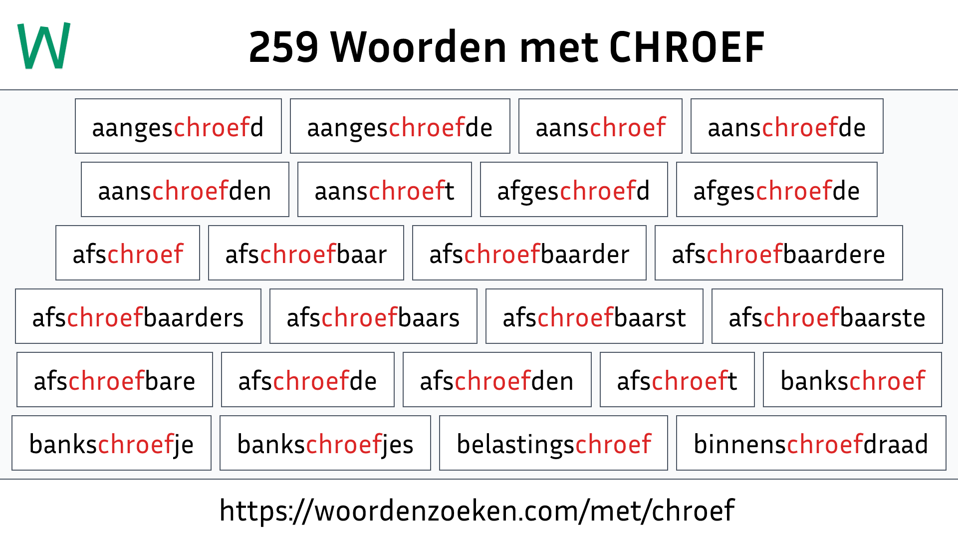 Woorden met CHROEF