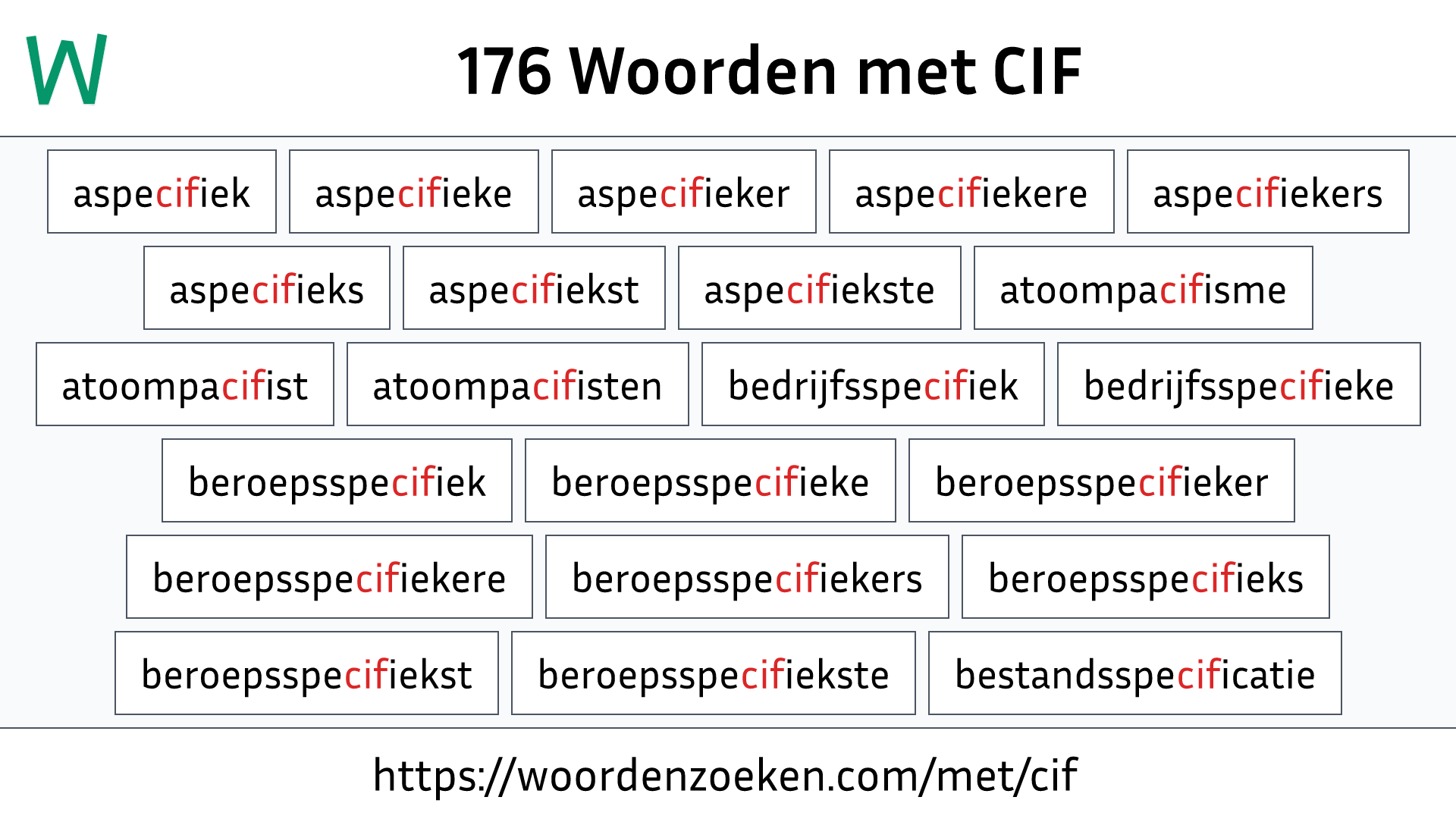 Woorden met CIF