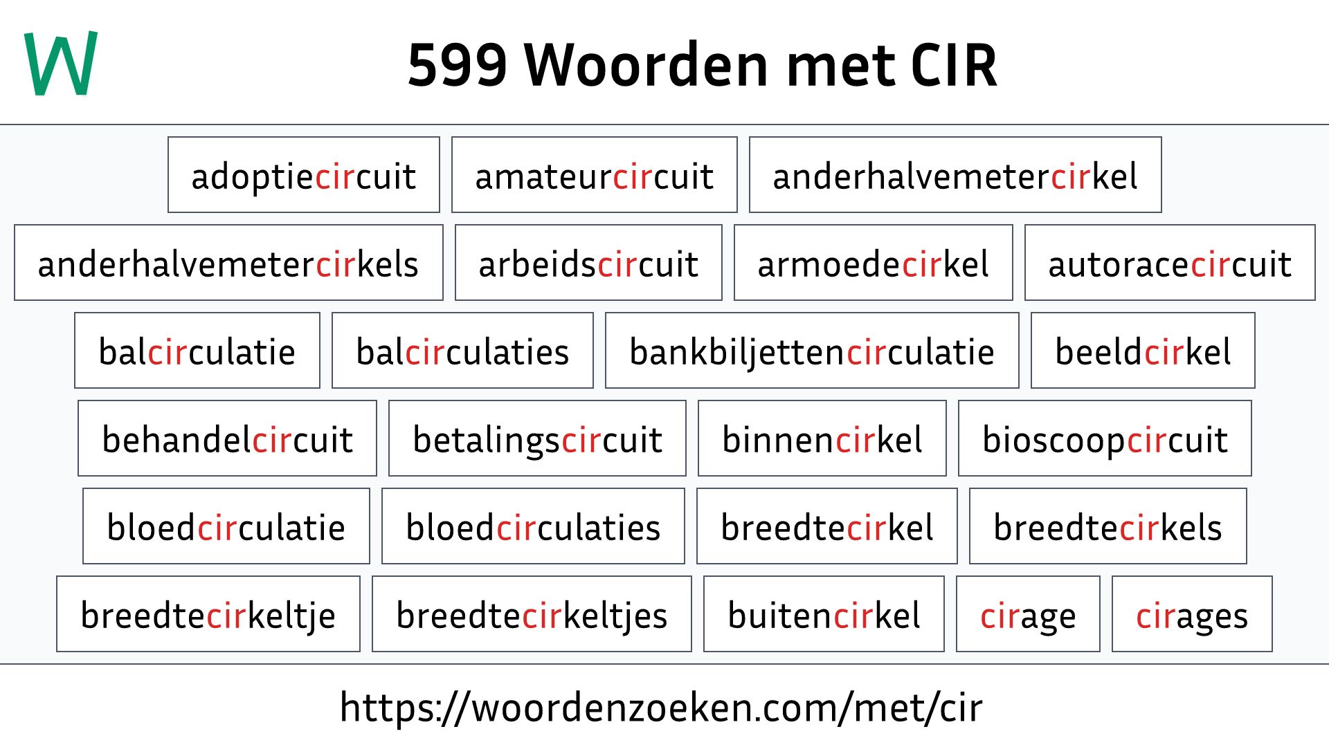 Woorden met CIR