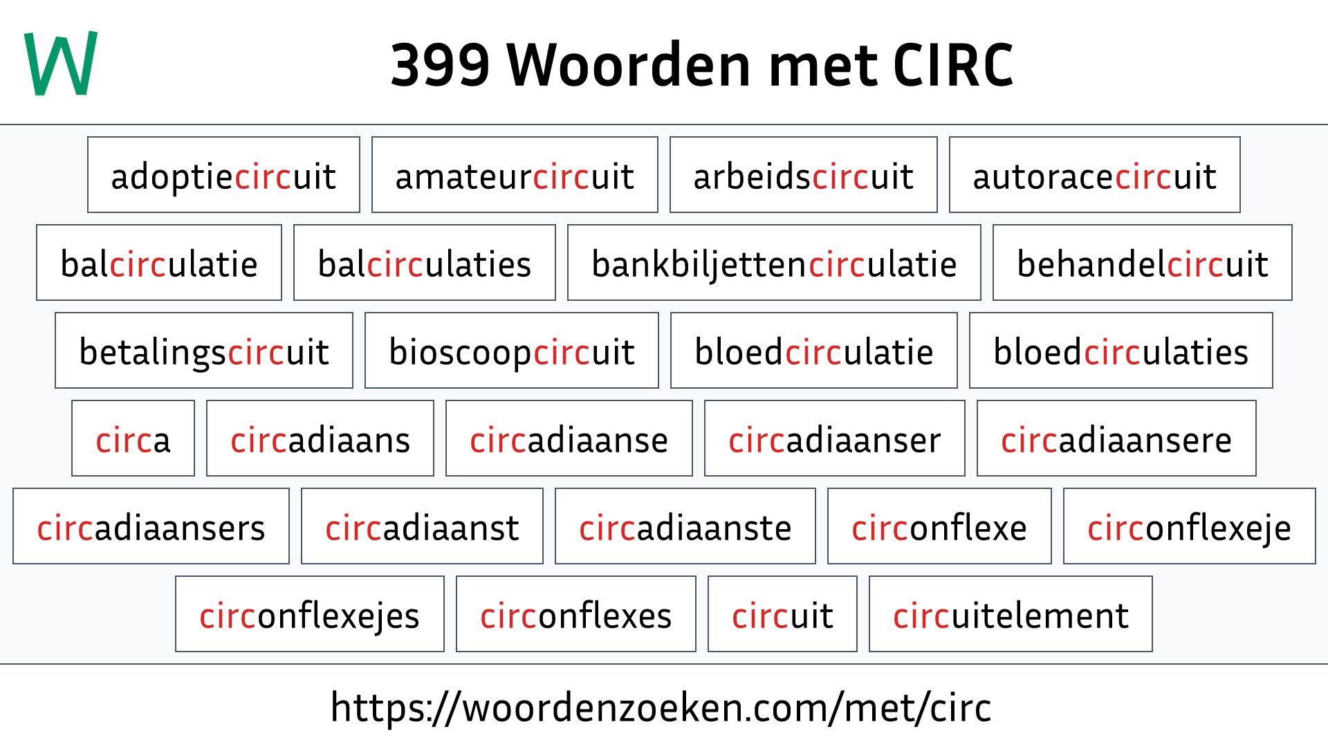 Woorden met CIRC