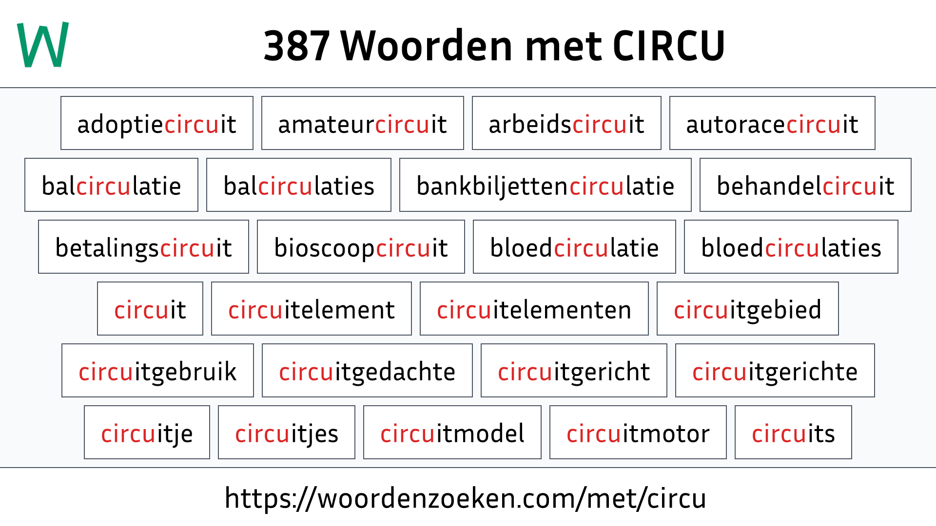 Woorden met CIRCU