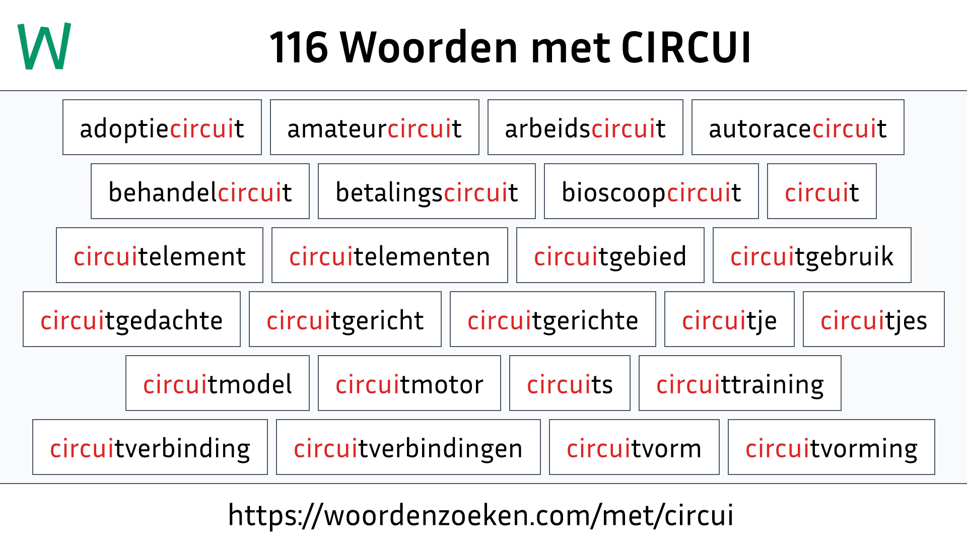 Woorden met CIRCUI