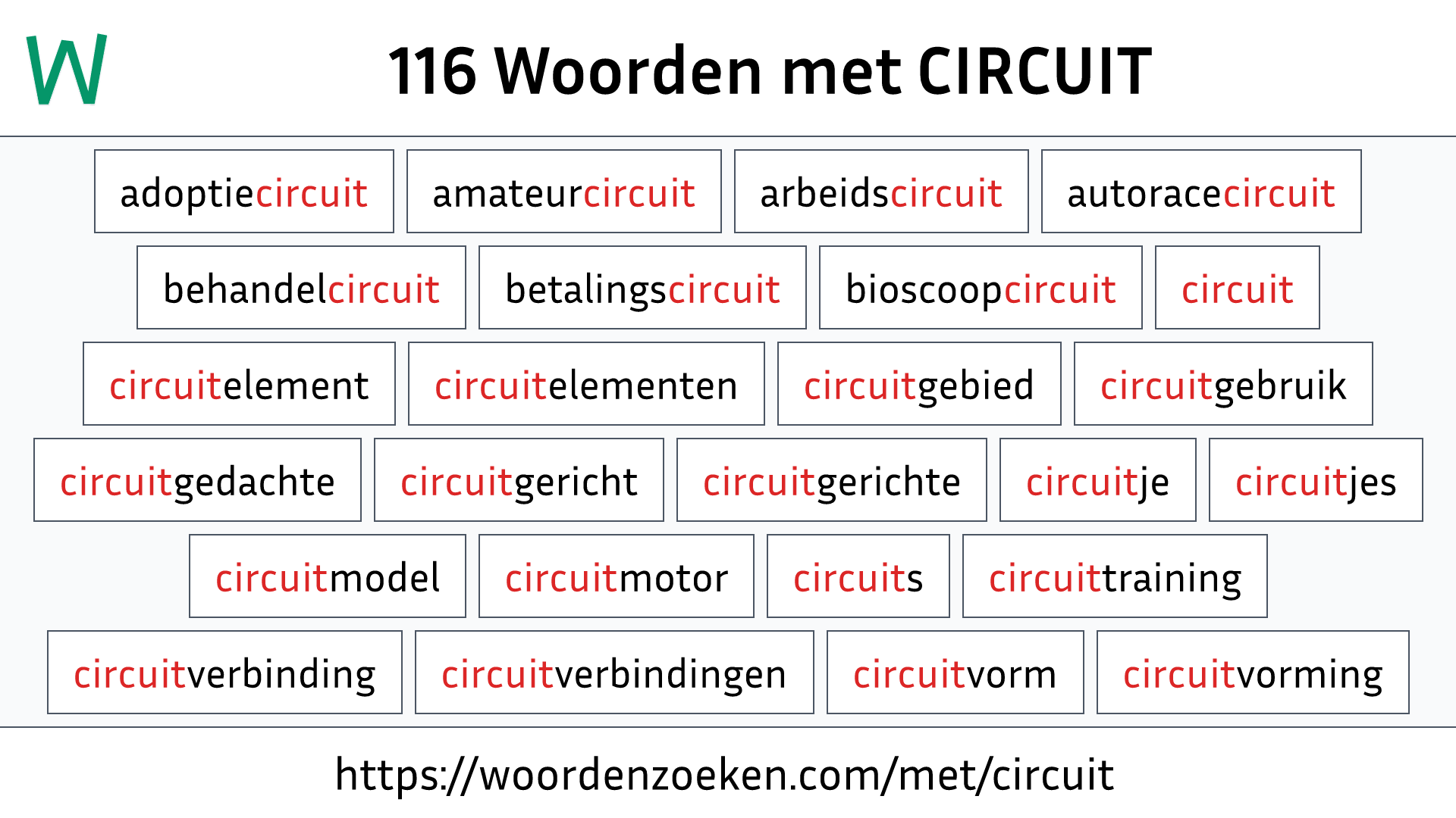 Woorden met CIRCUIT