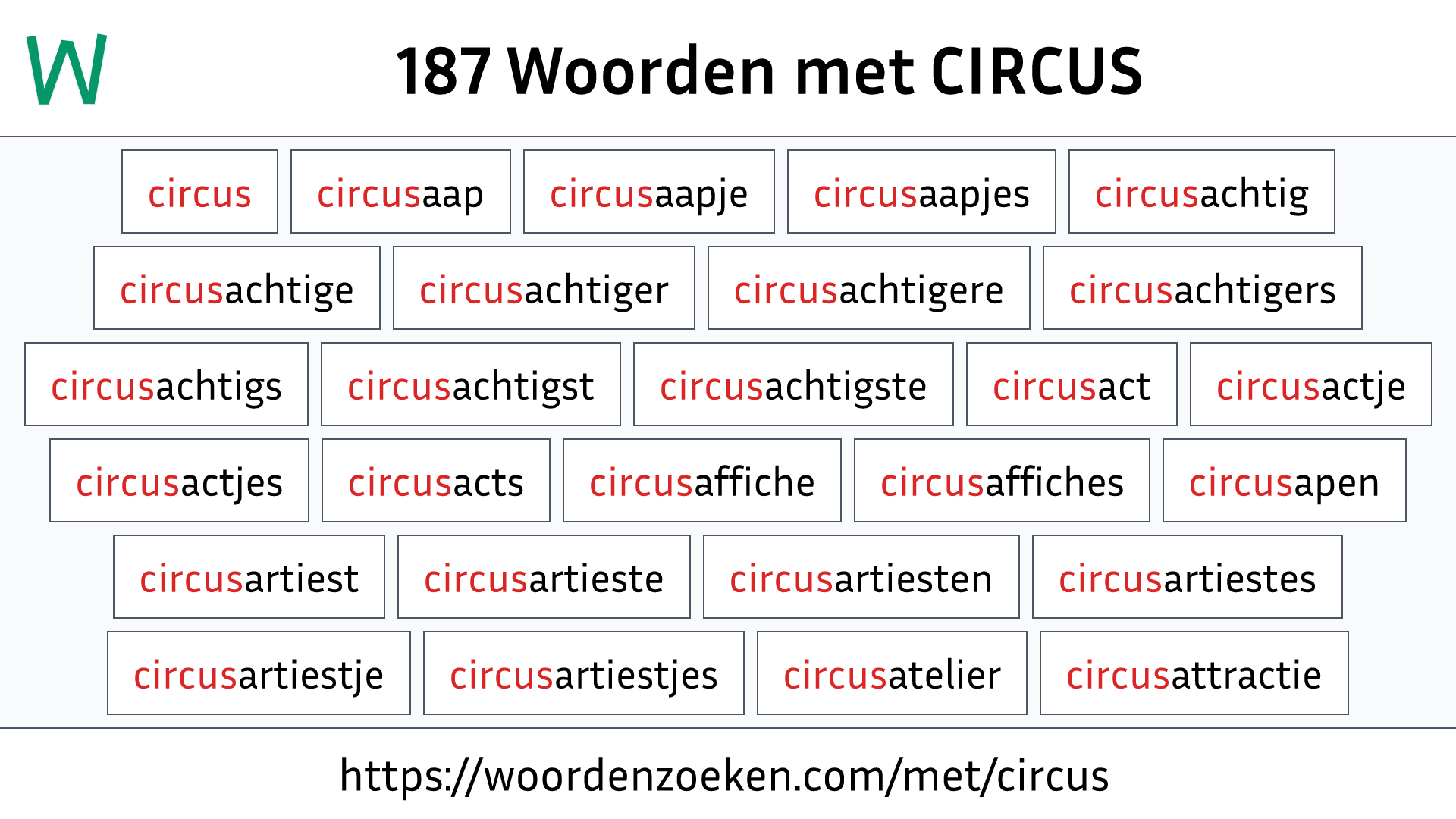 Woorden met CIRCUS