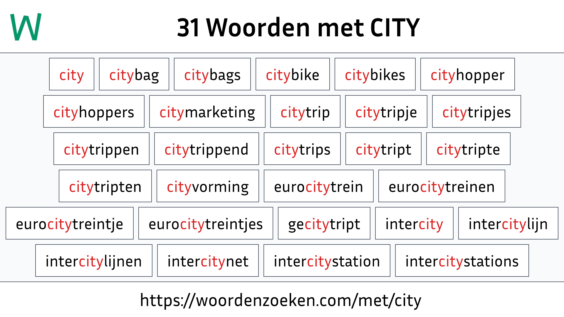 Woorden met CITY