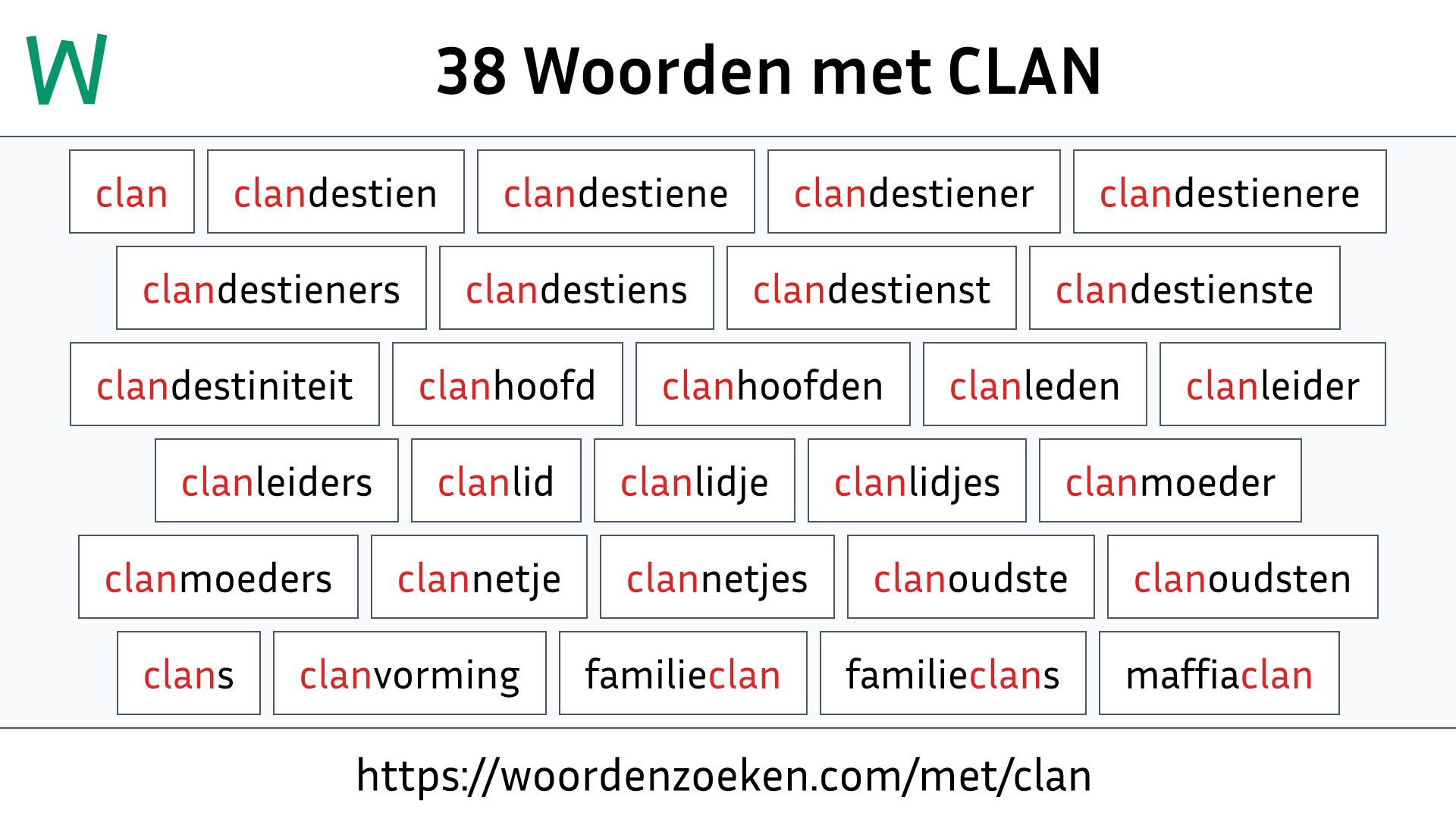 Woorden met CLAN