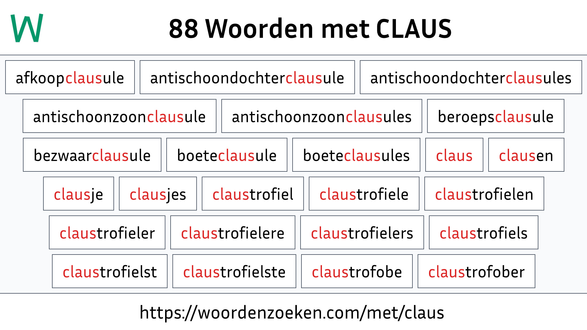 Woorden met CLAUS