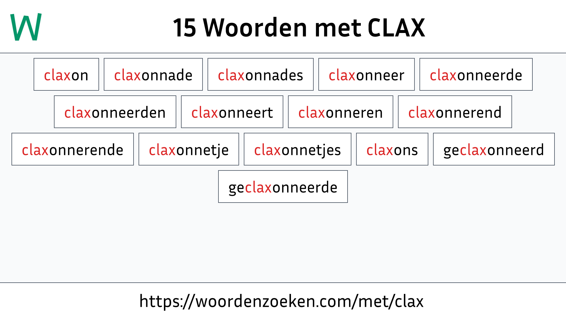 Woorden met CLAX