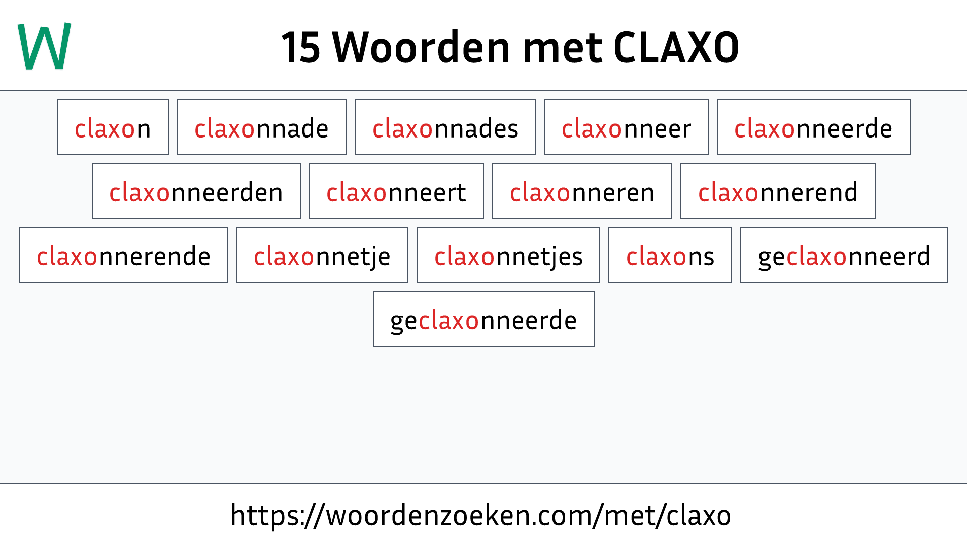 Woorden met CLAXO