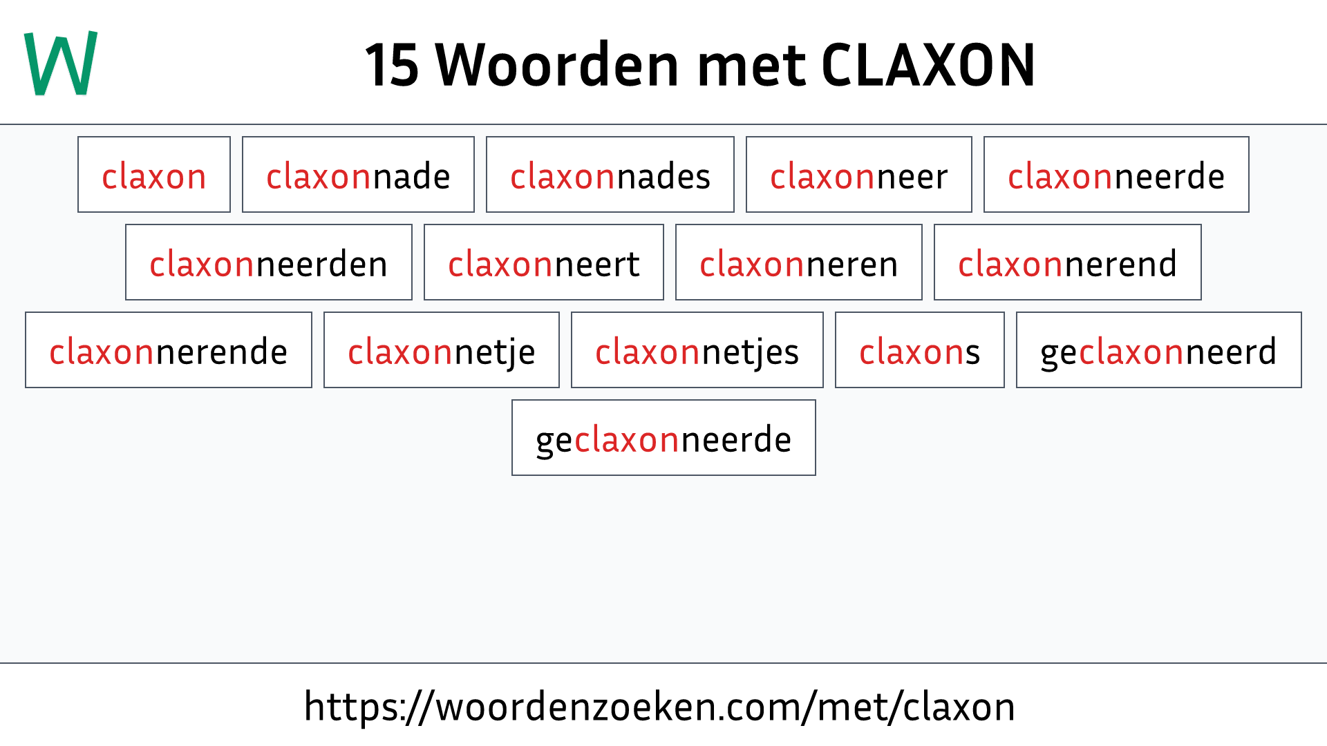 Woorden met CLAXON