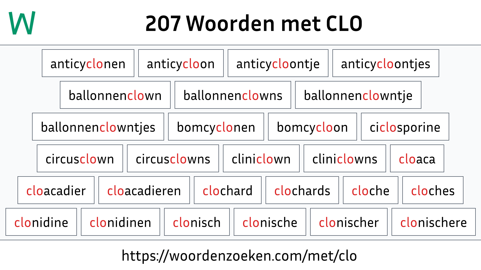 Woorden met CLO