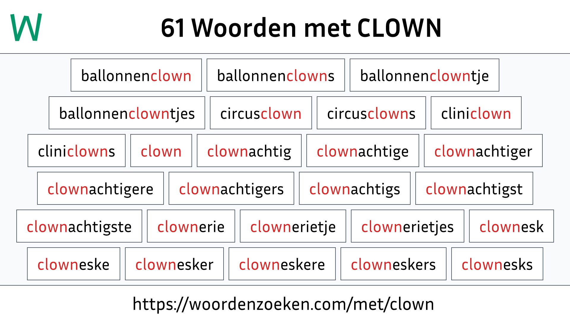 Woorden met CLOWN