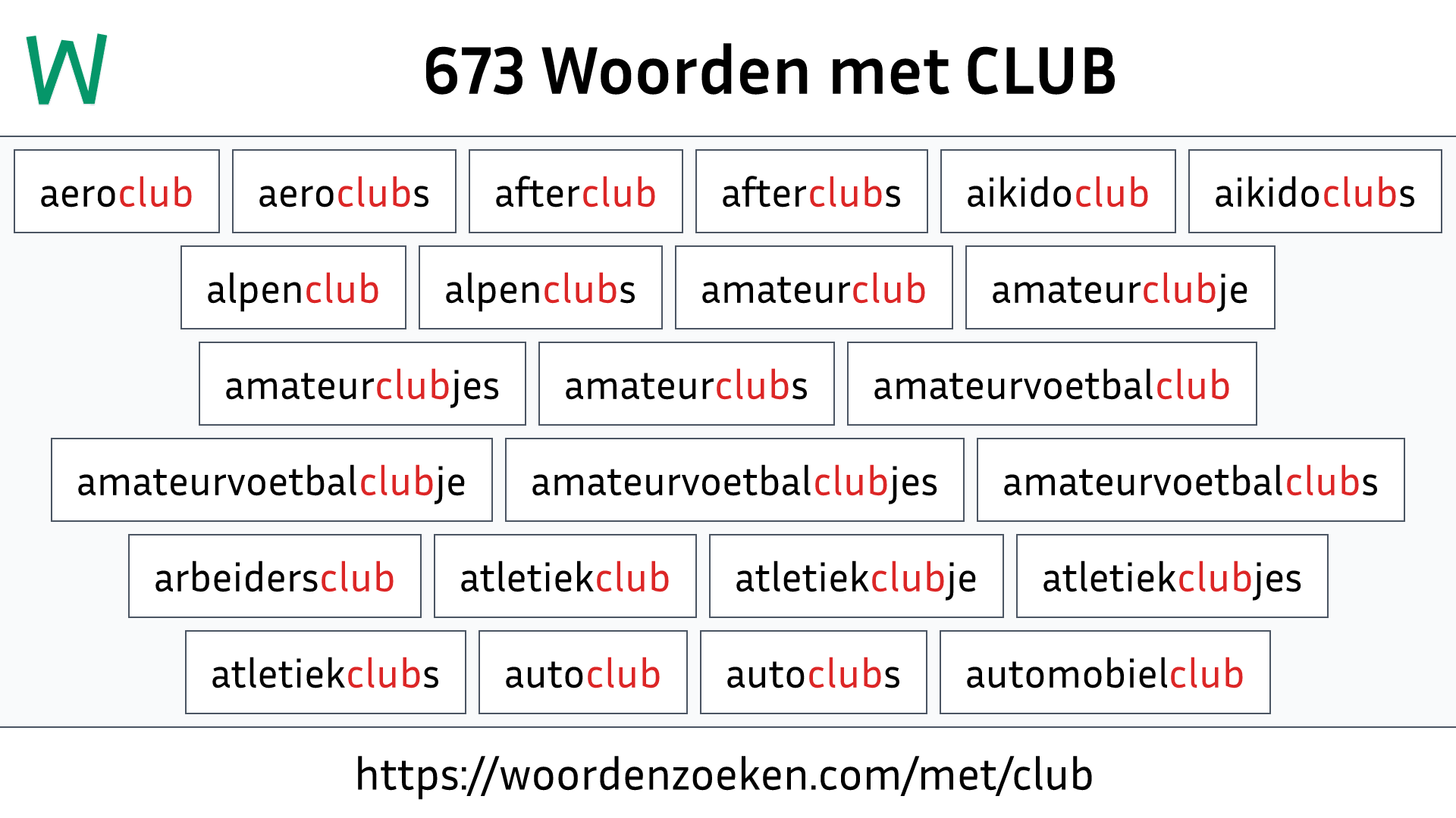 Woorden met CLUB