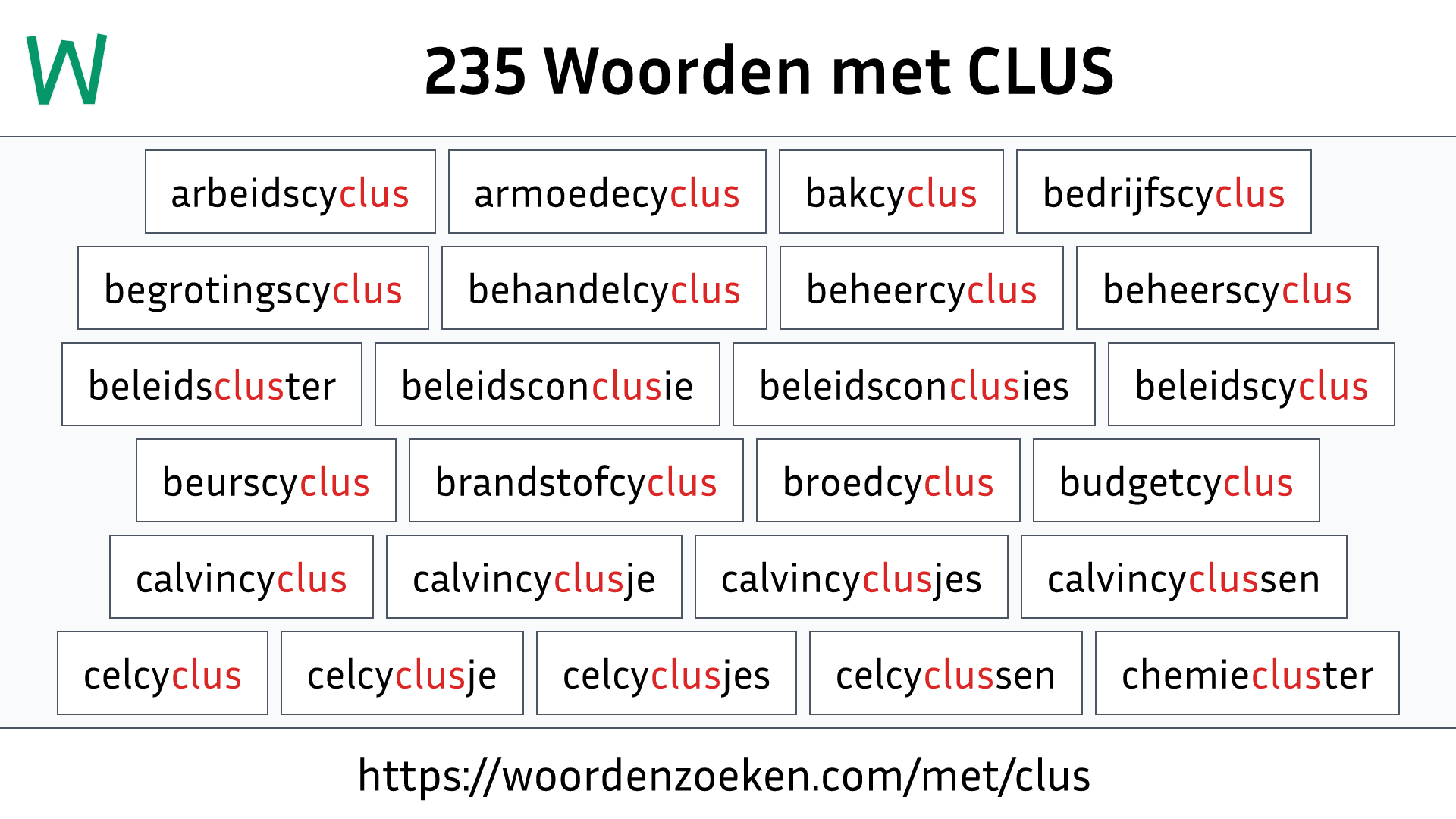 Woorden met CLUS