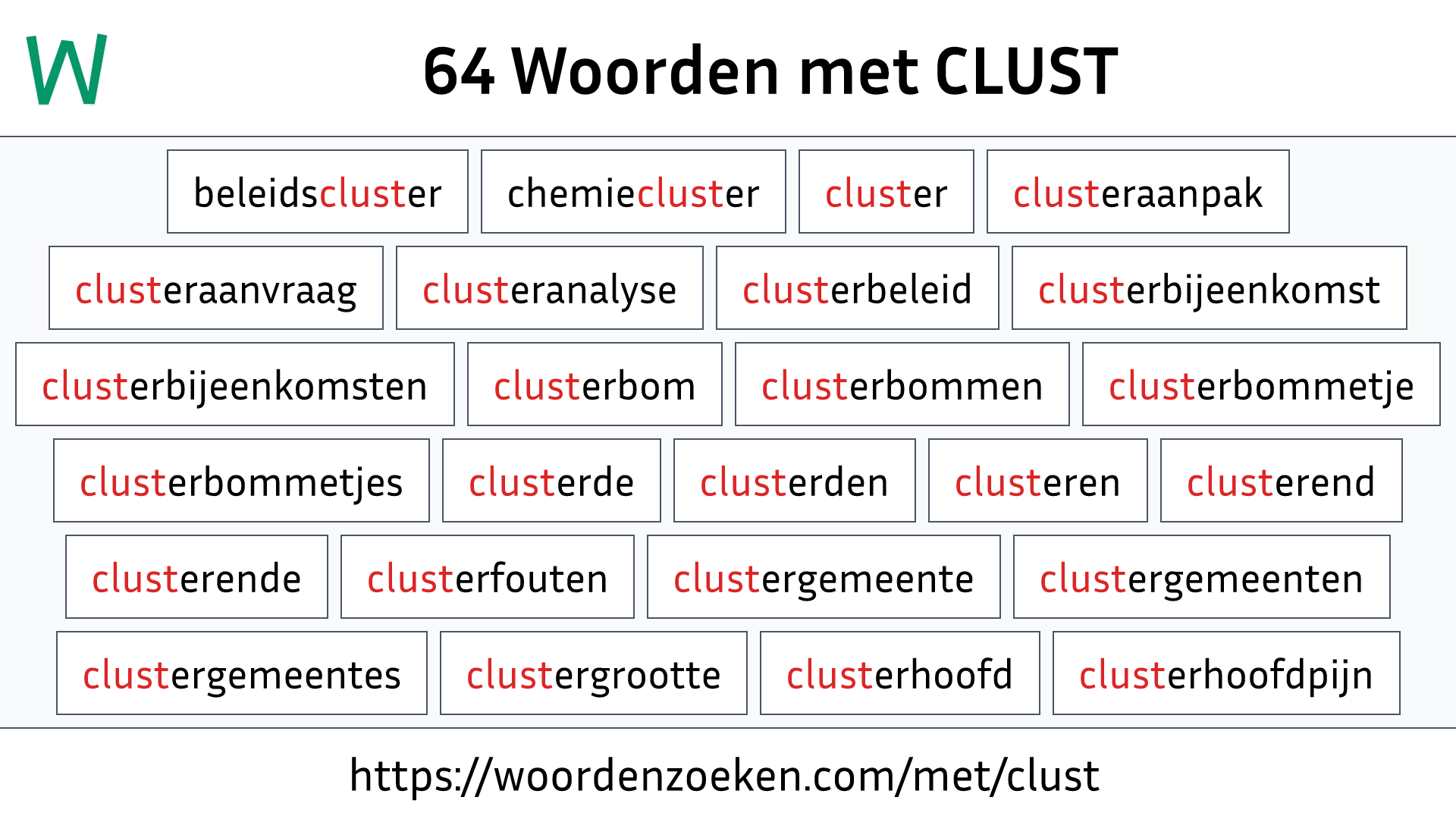 Woorden met CLUST