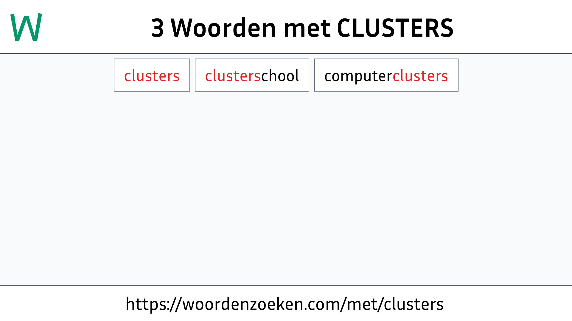 Woorden met CLUSTERS