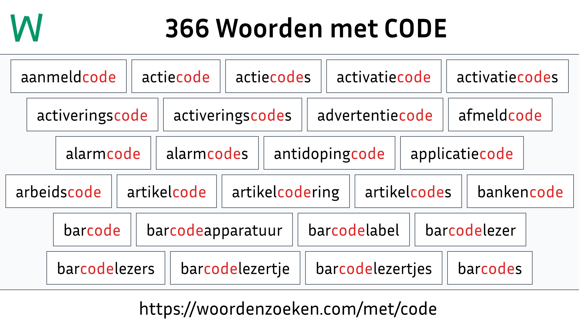 Woorden met CODE