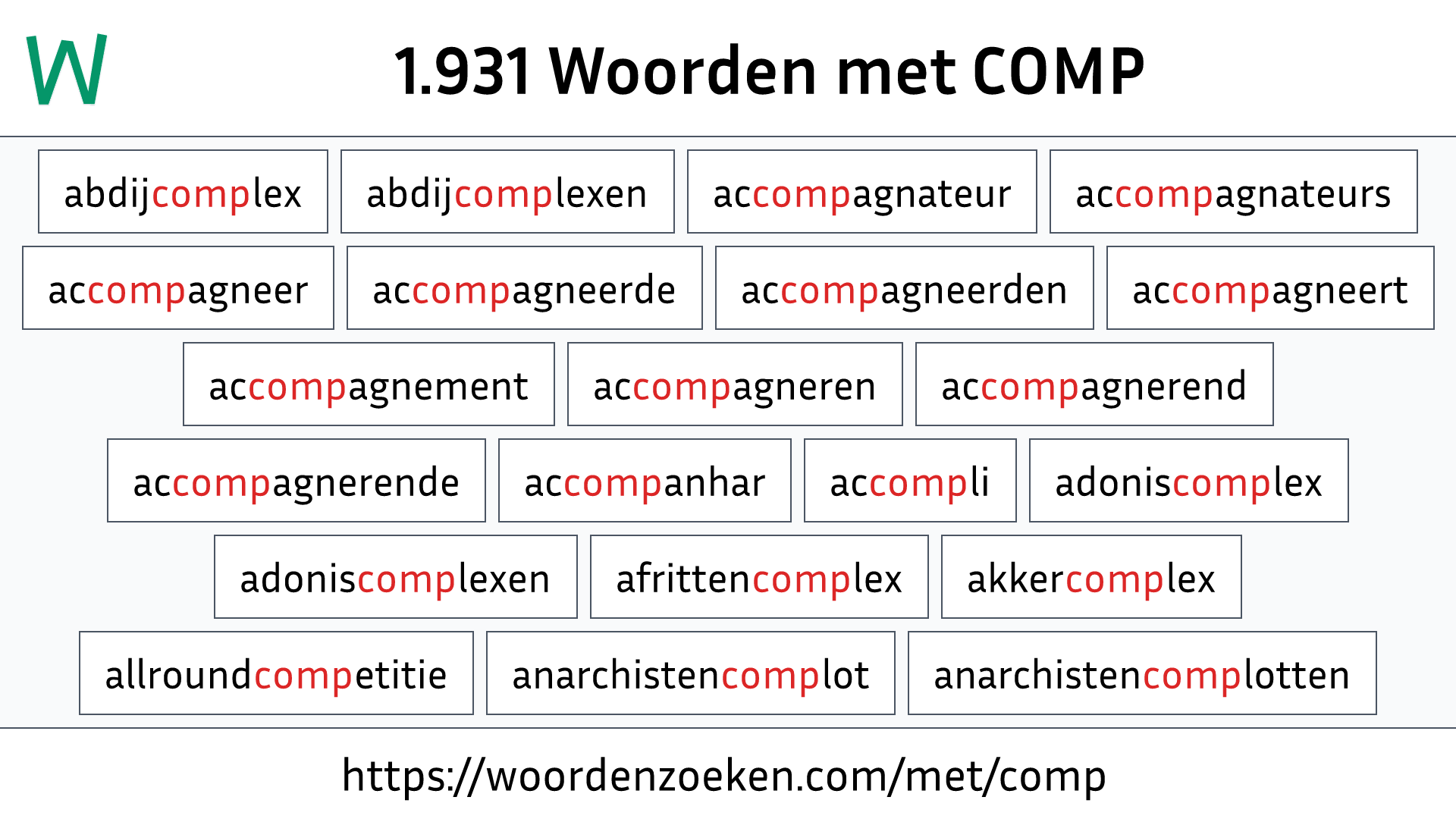 Woorden met COMP