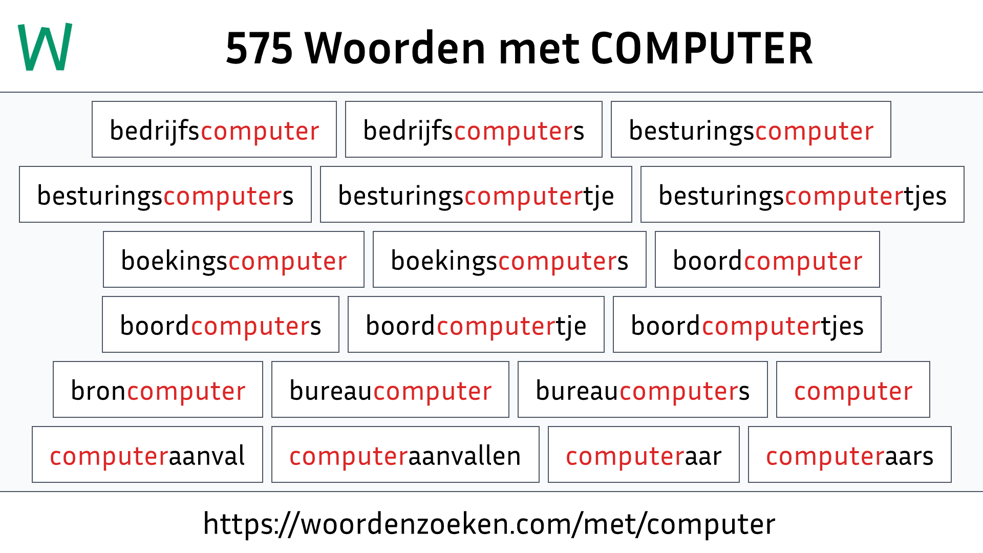 Woorden met COMPUTER