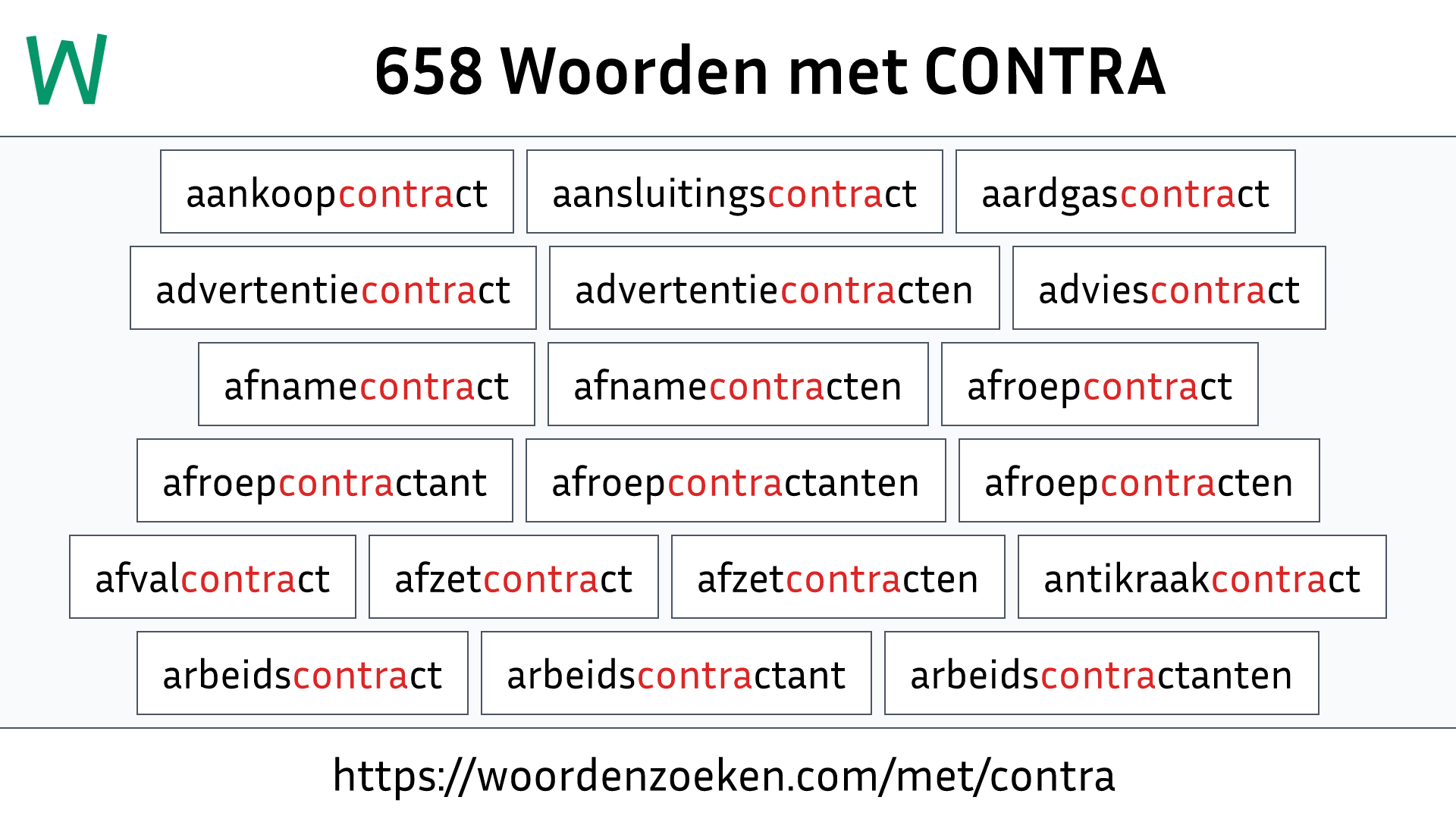 Woorden met CONTRA