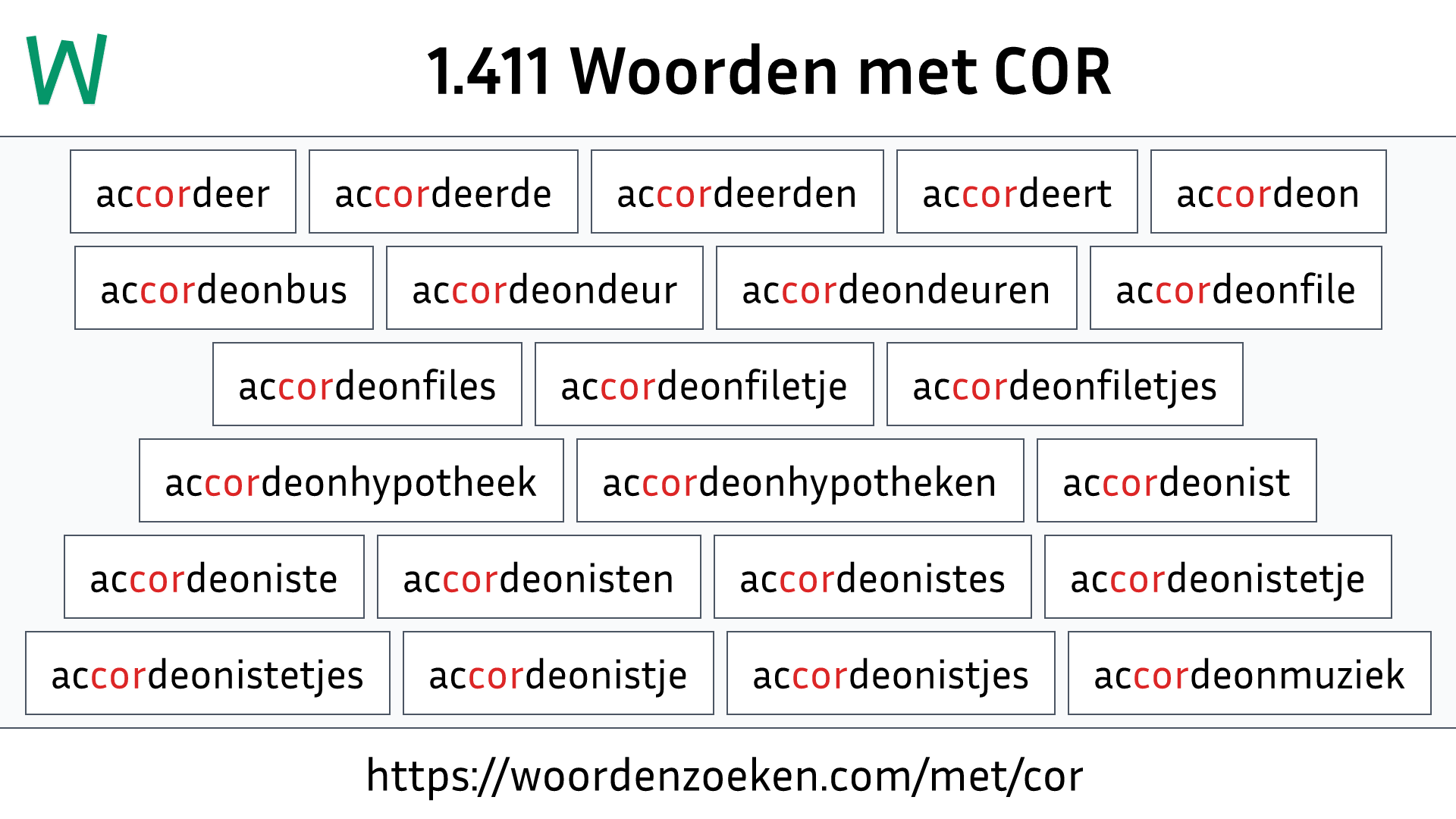 Woorden met COR