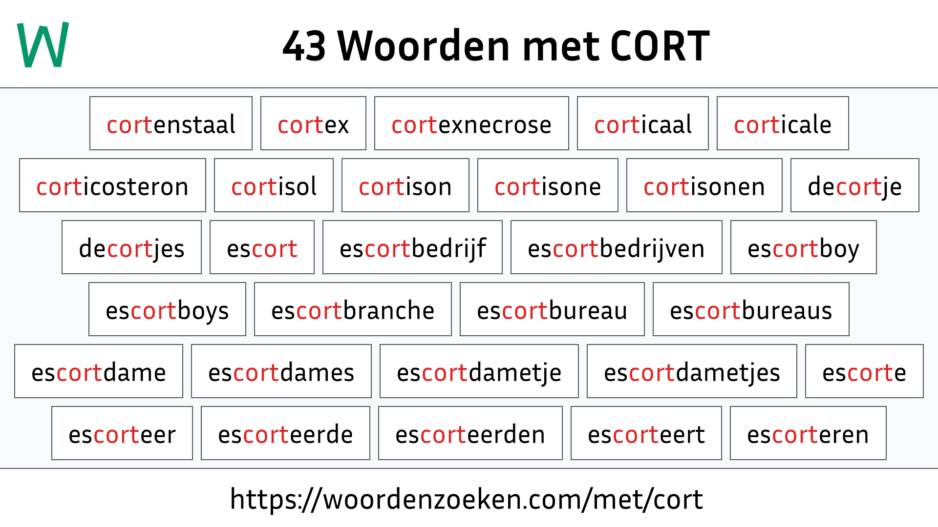 Woorden met CORT