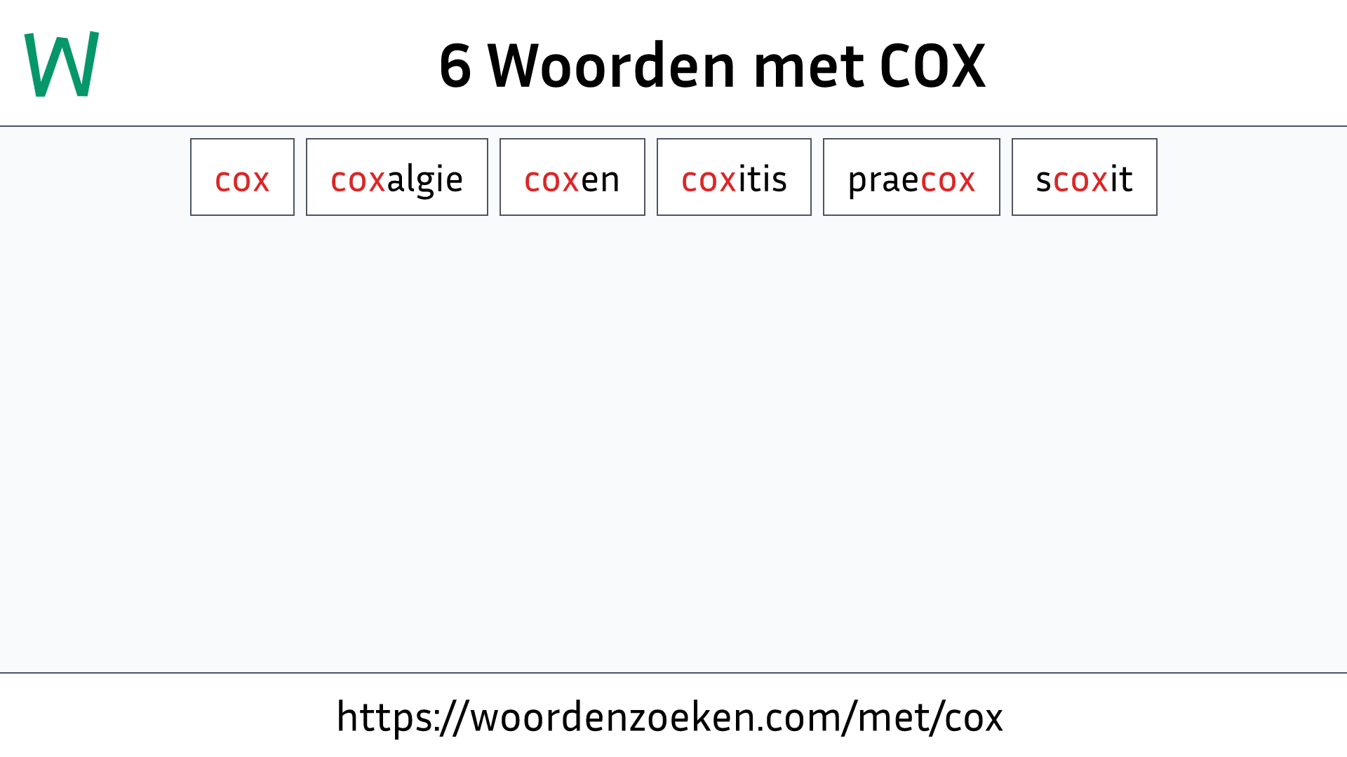 Woorden met COX