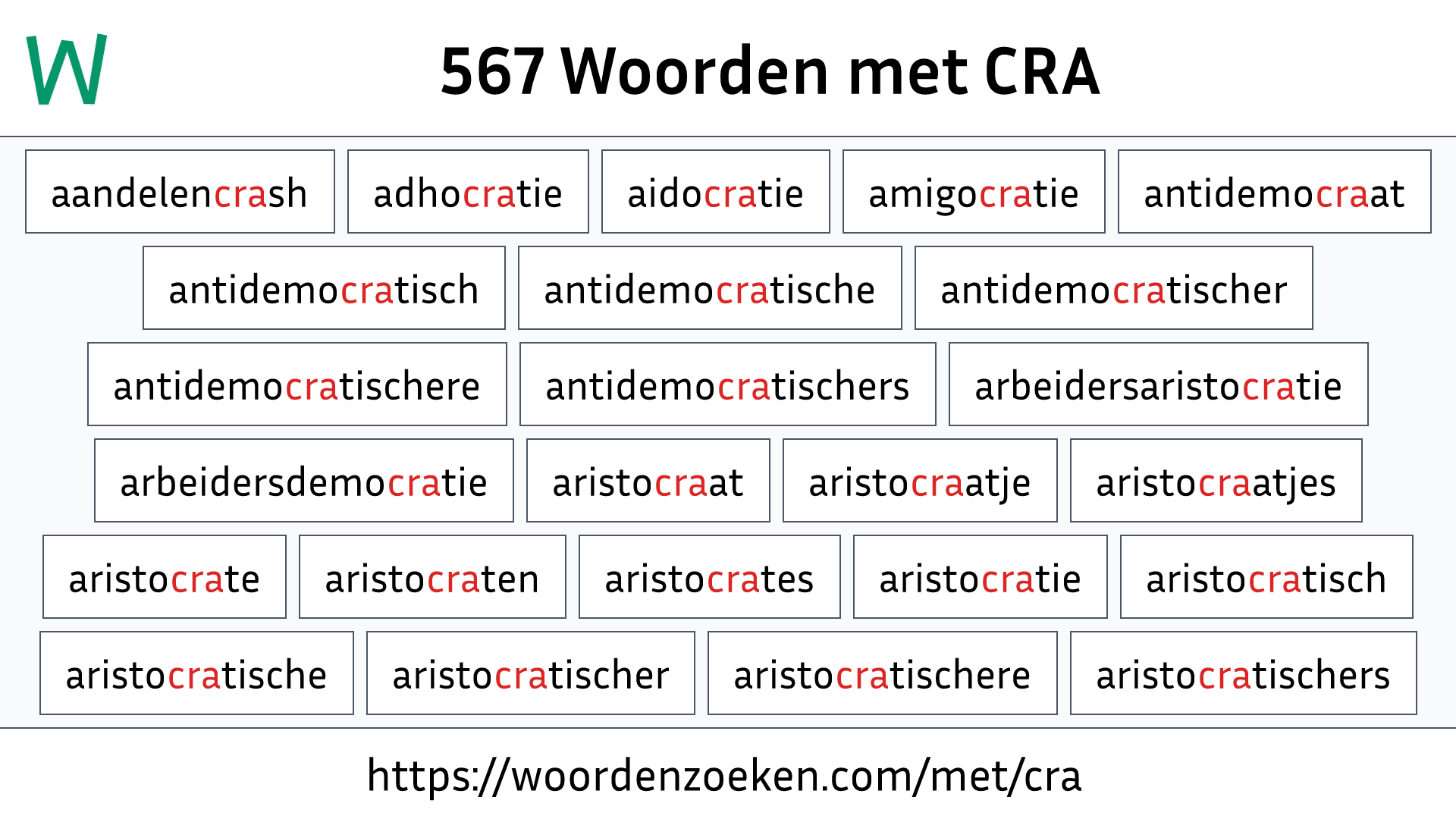 Woorden met CRA