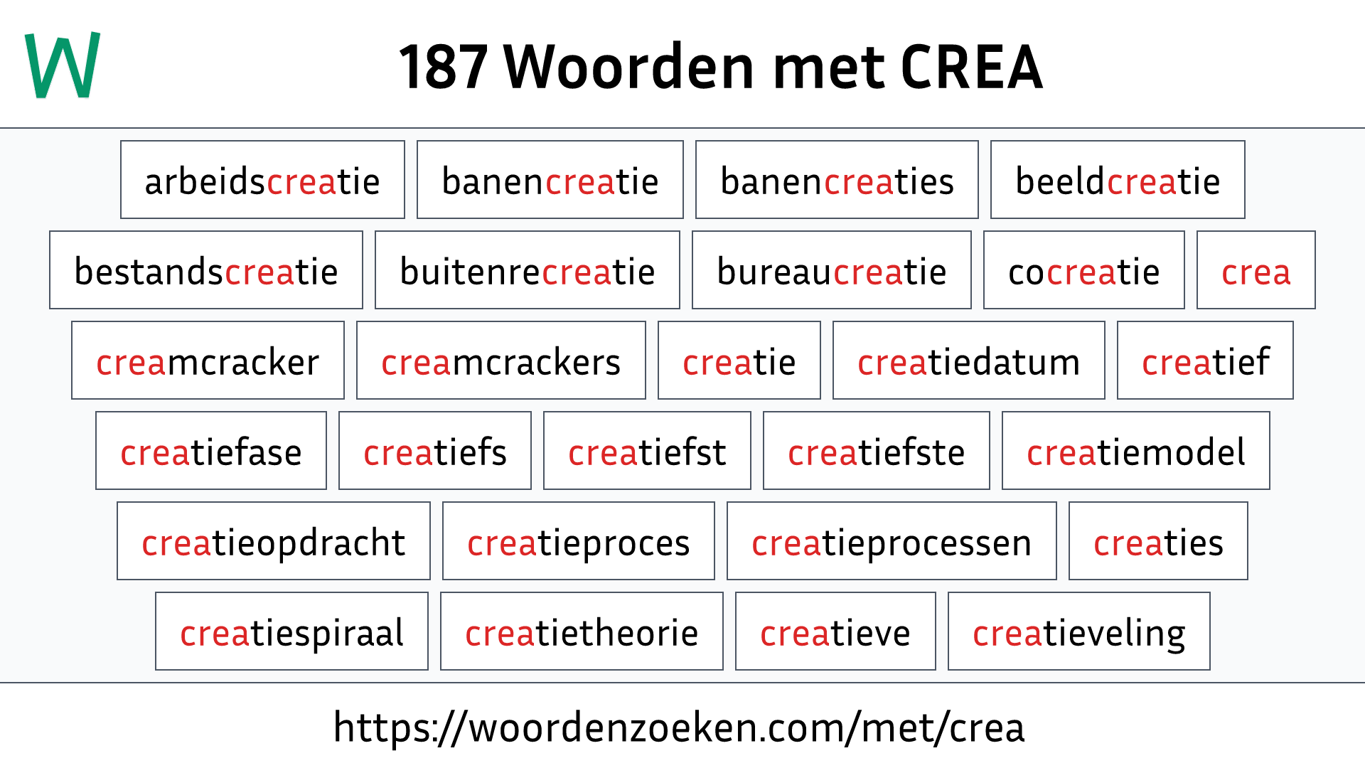 Woorden met CREA