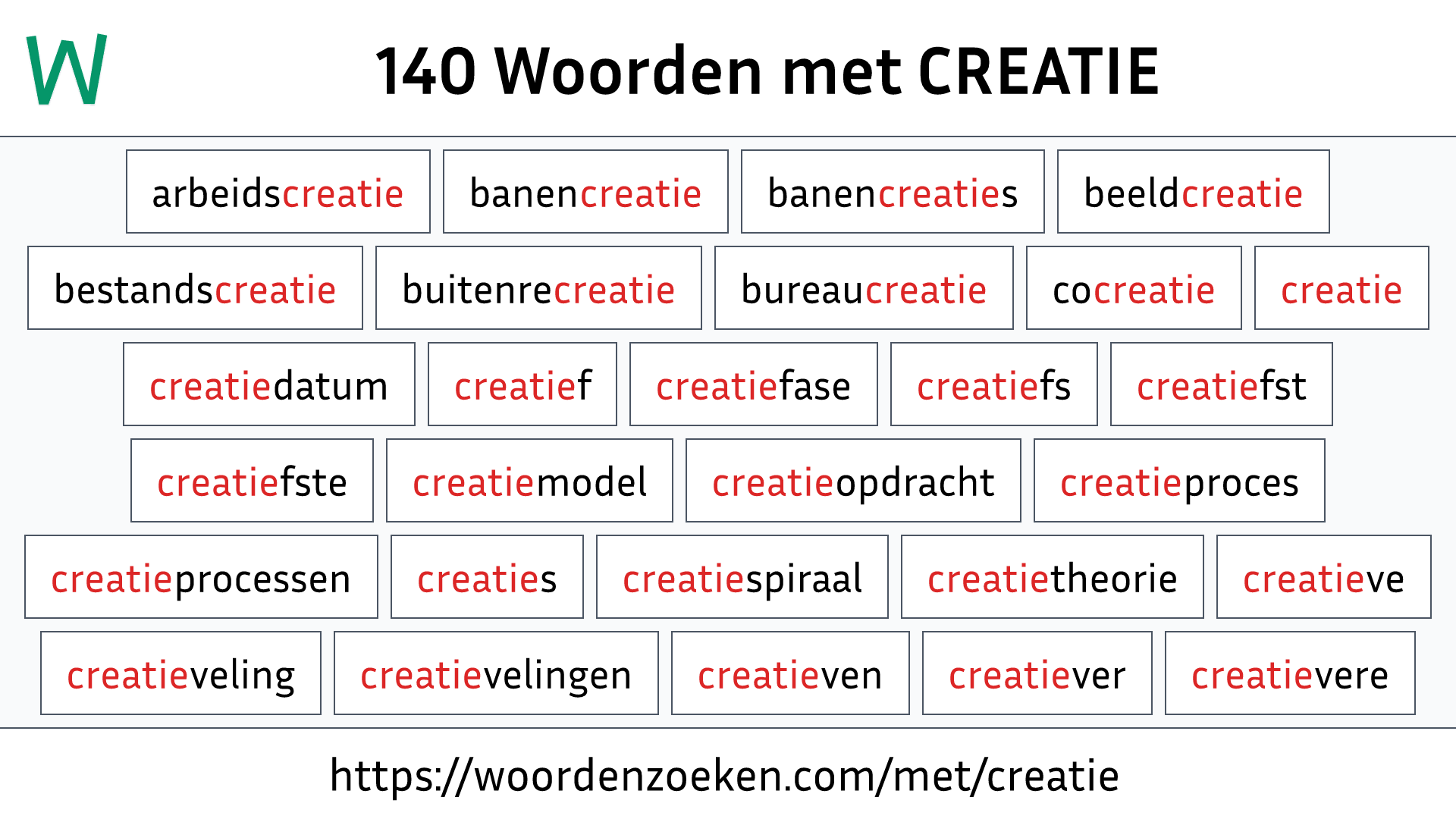 Woorden met CREATIE