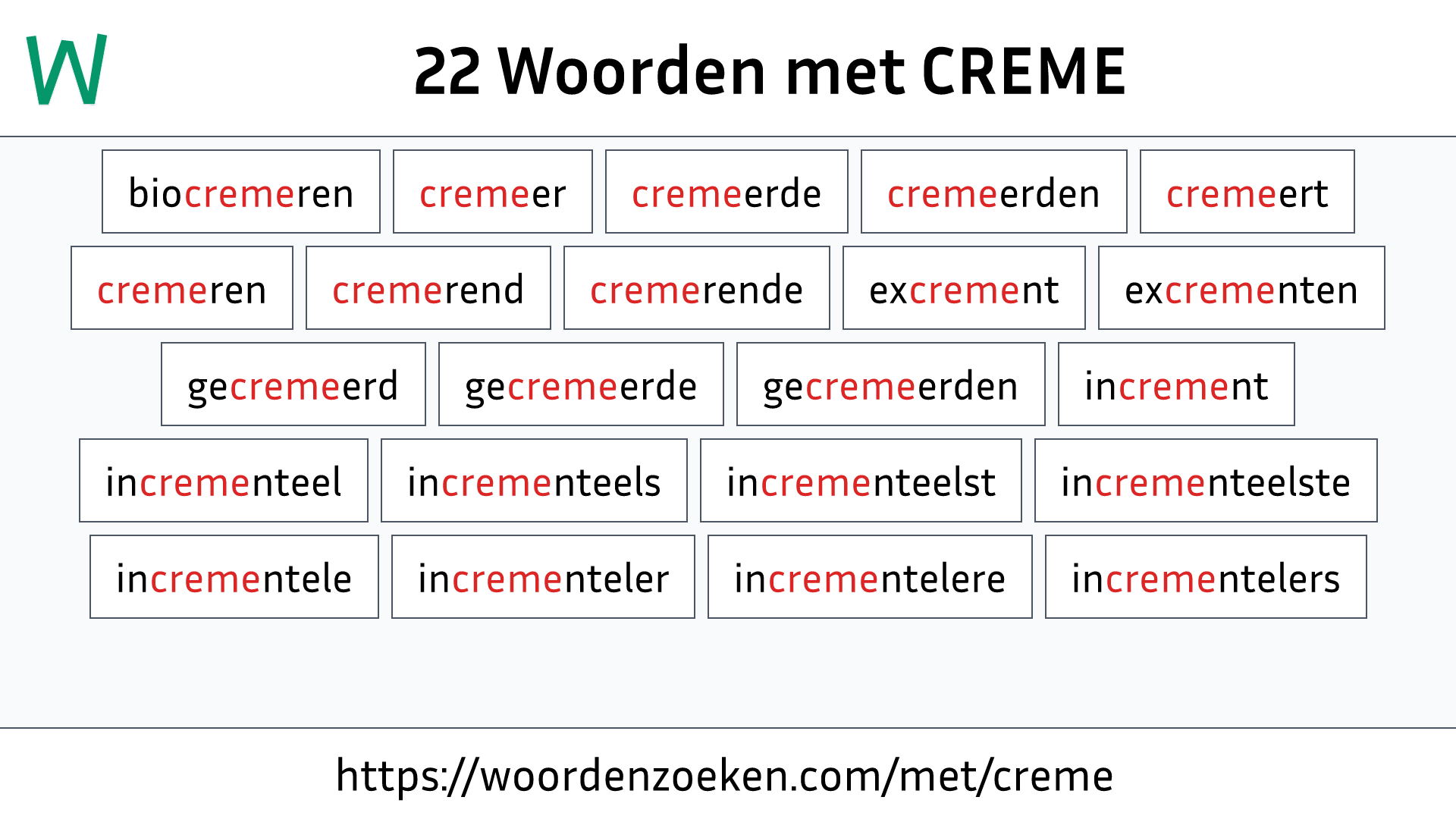 Woorden met CREME