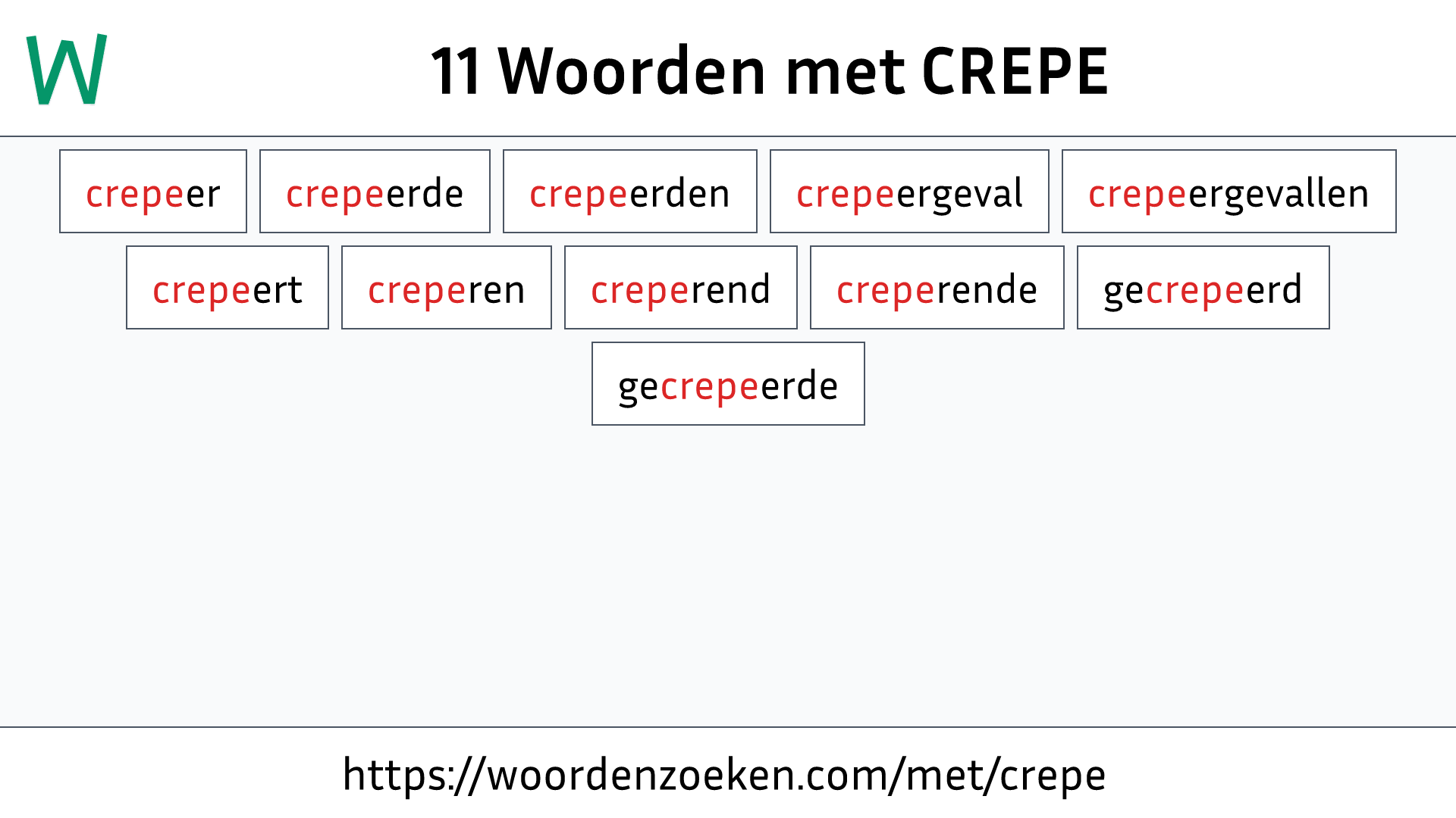 Woorden met CREPE