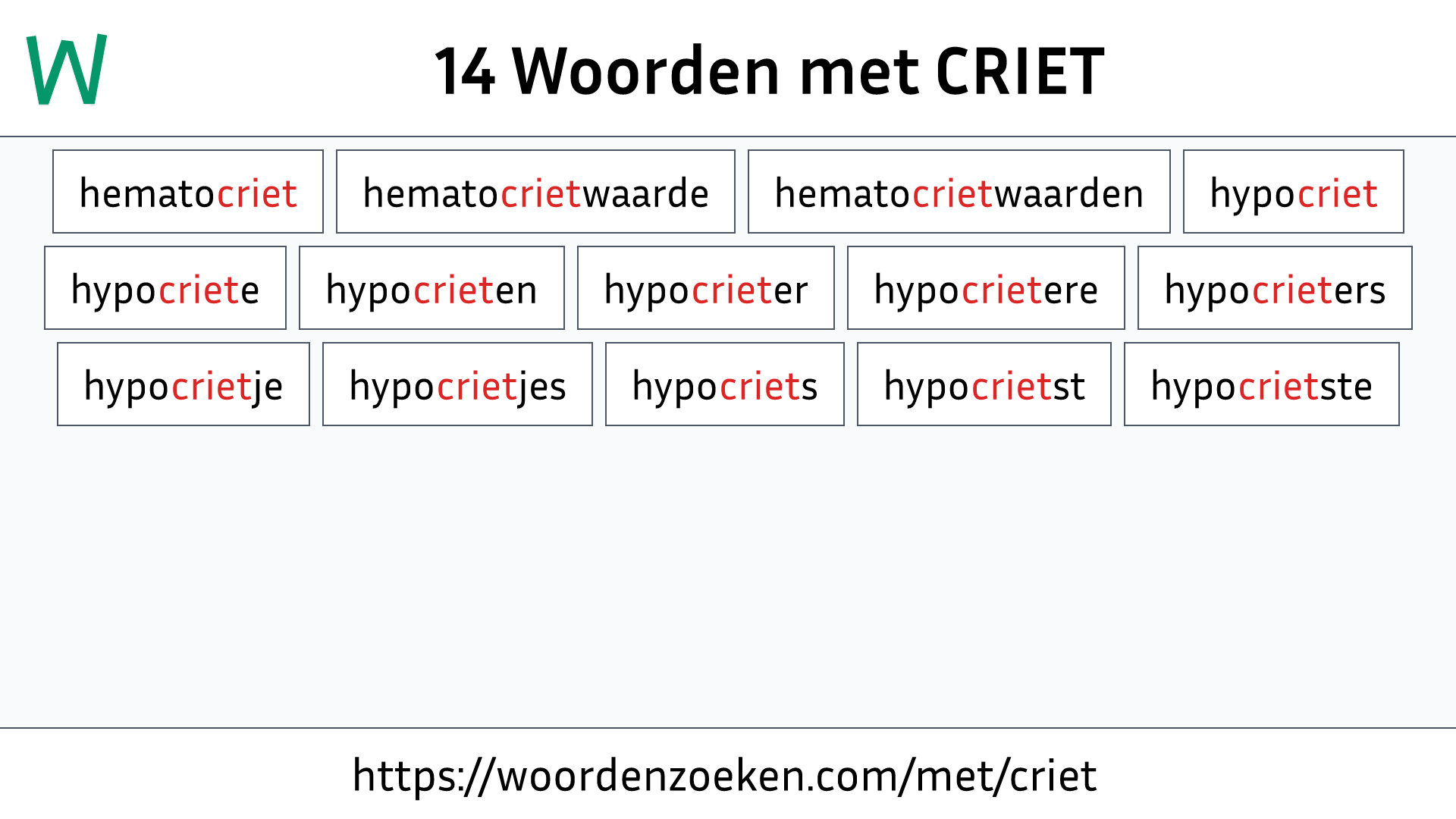 Woorden met CRIET