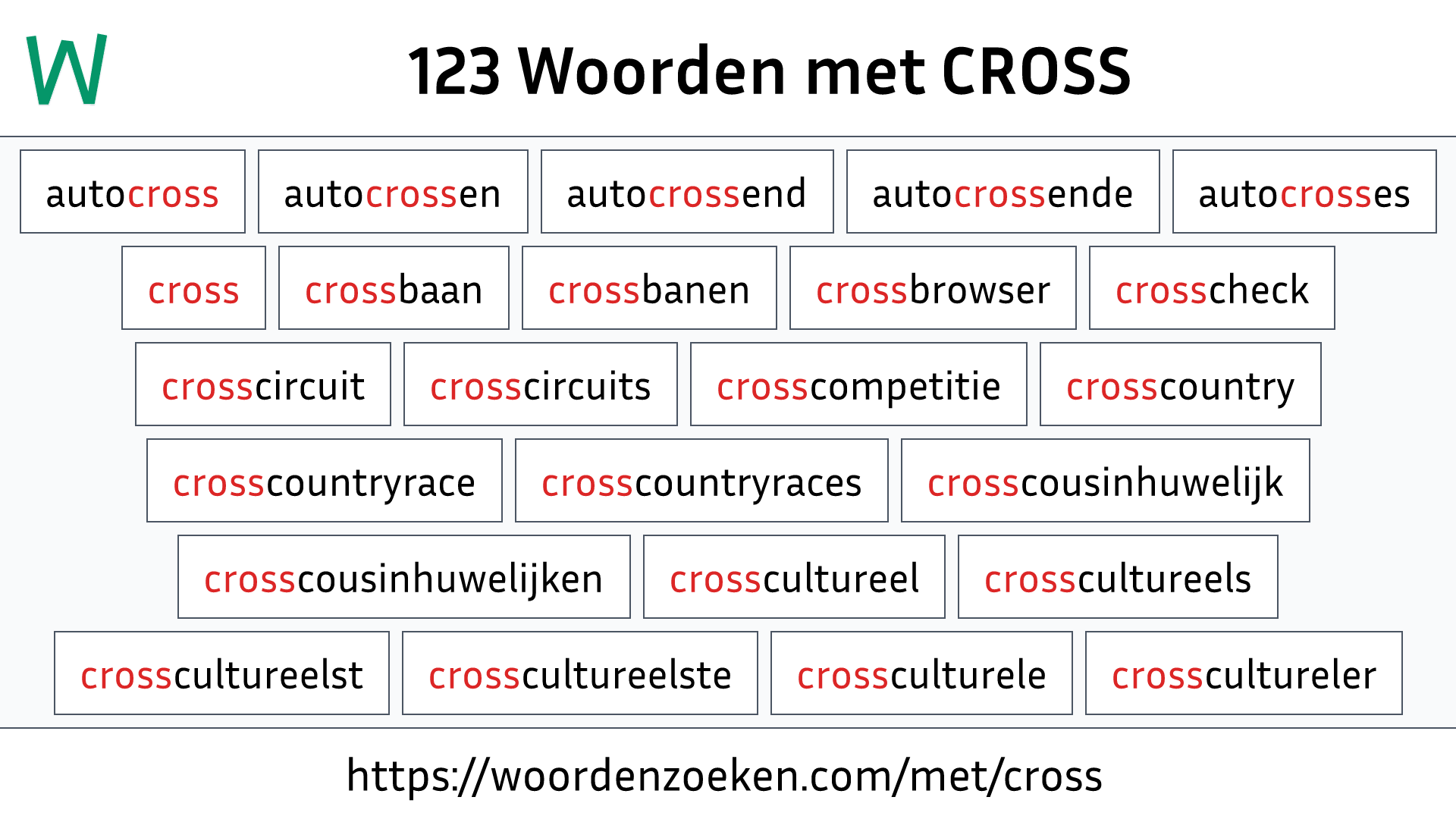 Woorden met CROSS